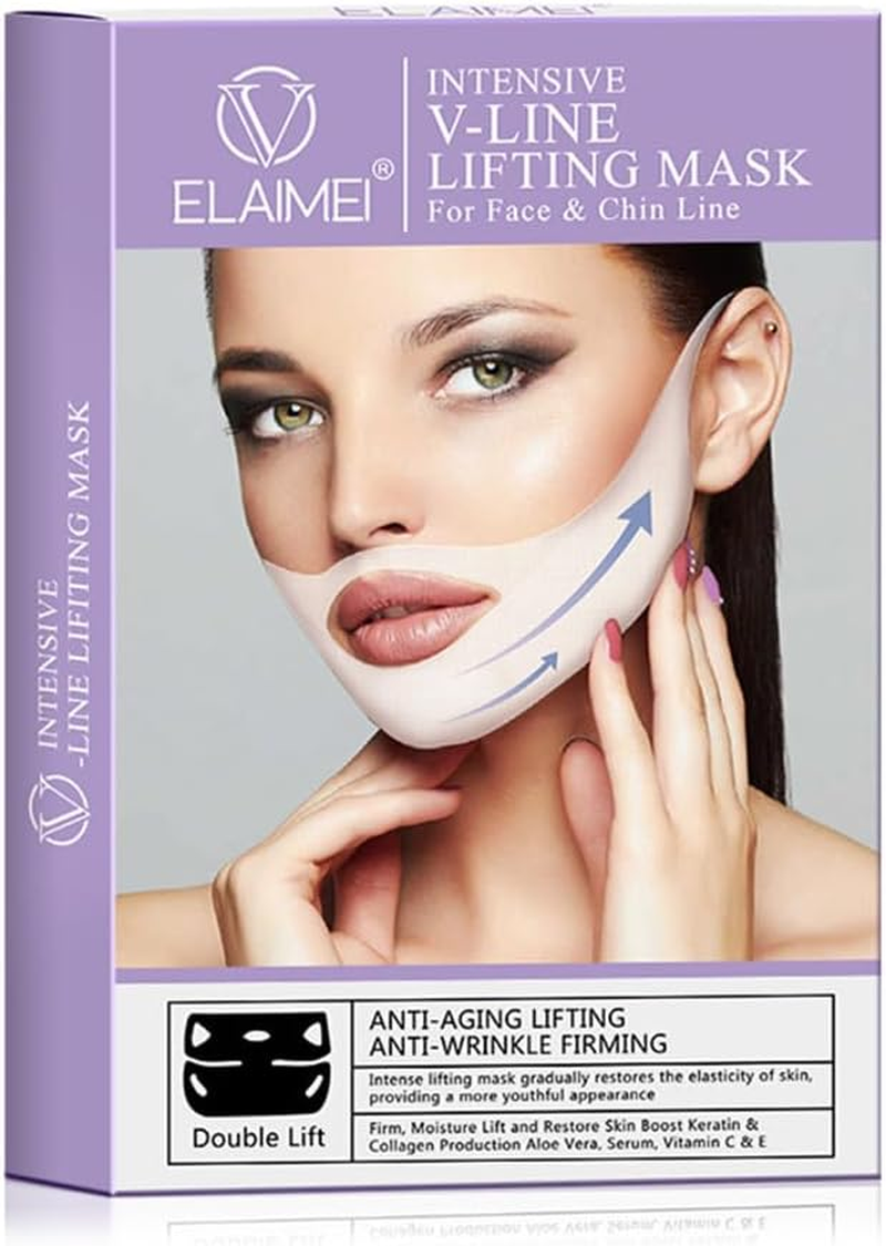 Minkissy V Line Facelift Mask | 12Pcs Double Chin Reducer Ear-Hanging Face Mask for Slimming, Tightening & Anti-Aging | Ideal for Home Spa, Travel, Parties | Perfect for Women Aged 25-50 image number 1