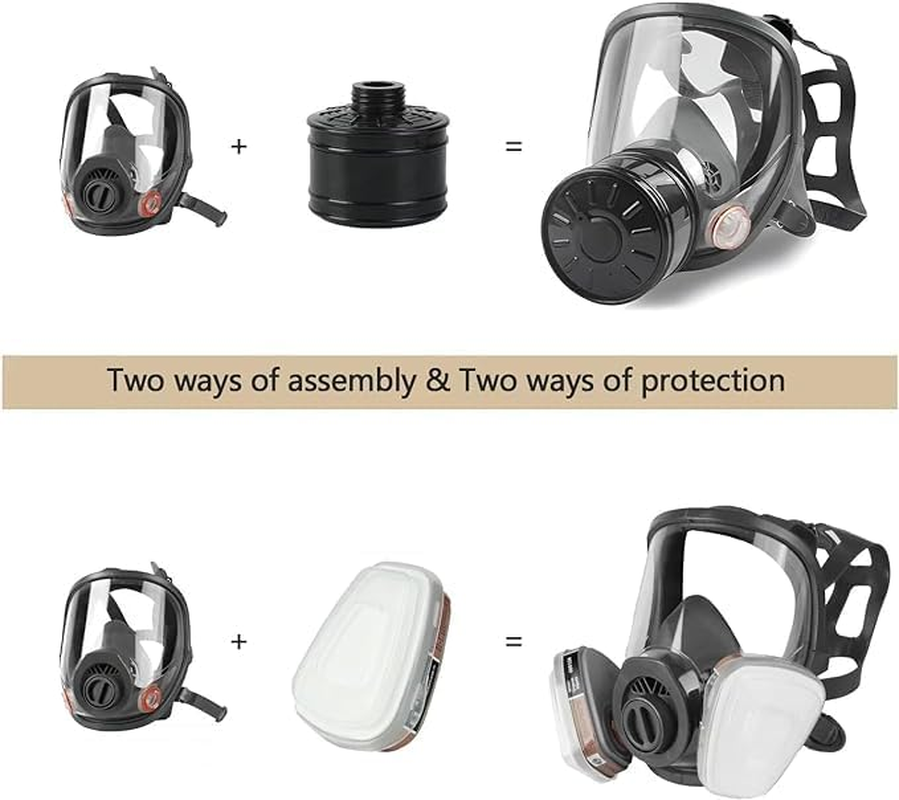 Full Face Gas Mask, Gas Masks Survival Nuclear and Chemical with 40Mm Activated Carbon Filter, Reusable Respirator Mask for Gases, Vapors, Dust, Chemicals image number 1