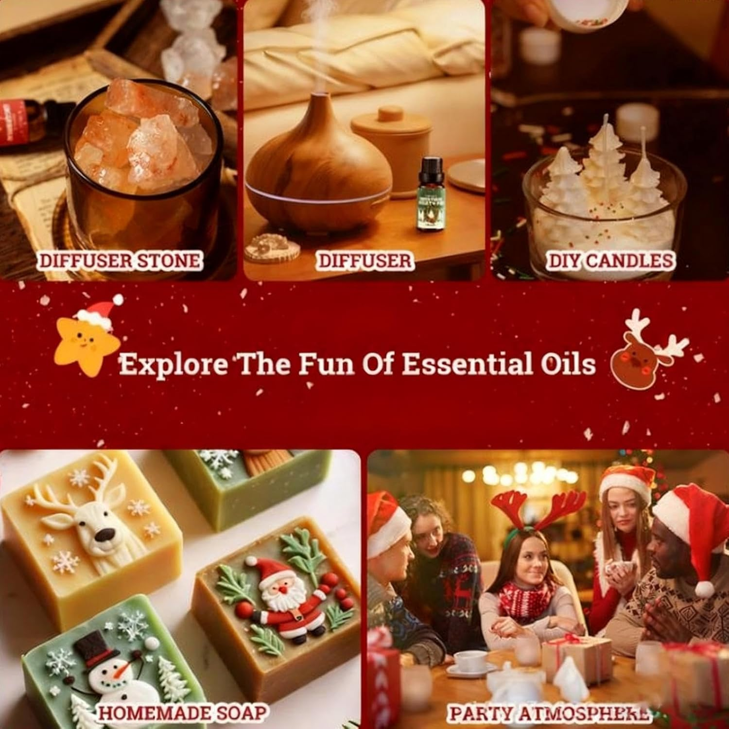 Christmas Fragrance Oil - Cheerful Fragrances Set of Winter Fragrances | Perfumes for Soap Production of 6 Pieces | Christmas Fragrances &ndash; Cheerful Scented Oil, 6 Pieces by Prof image number 1