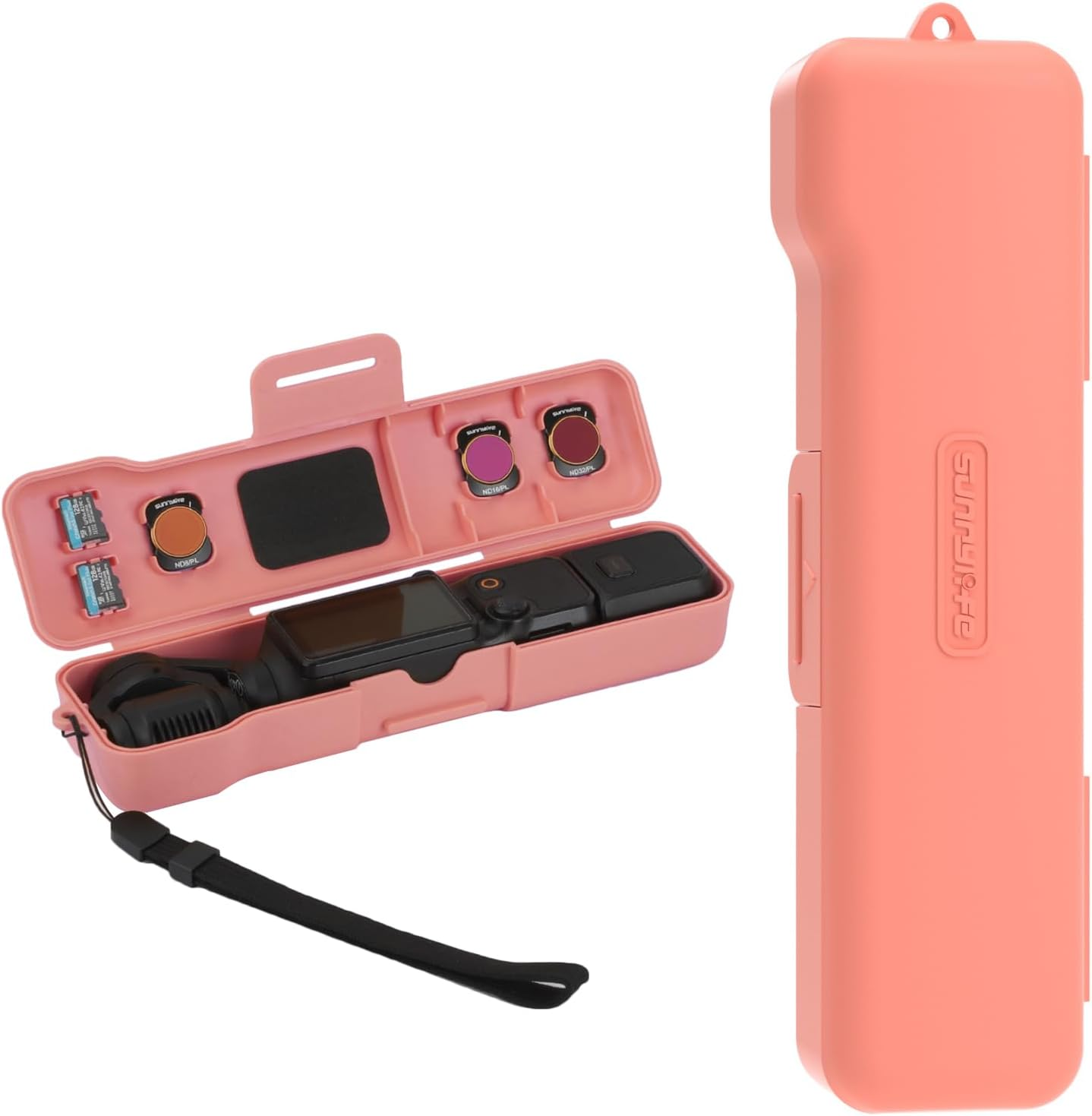 Travel Waterproof Case for DJI Osmo Pocket 3 Creator Combo Accessories, with 3 Magnetic Cpl/Nd Filter Storage Slots and 2 Storage Card Slots, with Wrist Strap