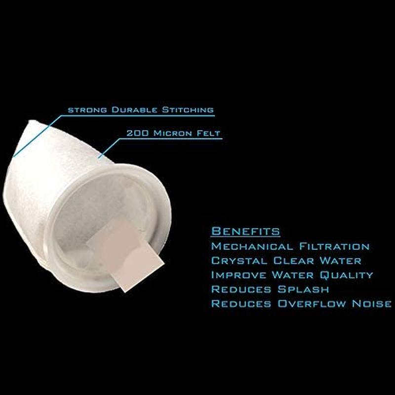 Pvcqjkd 4 Packs of Filter Socks, 200 Micrometres, for Fish Tank/Saline Aquarium, Pond, For/Overflow image number 1