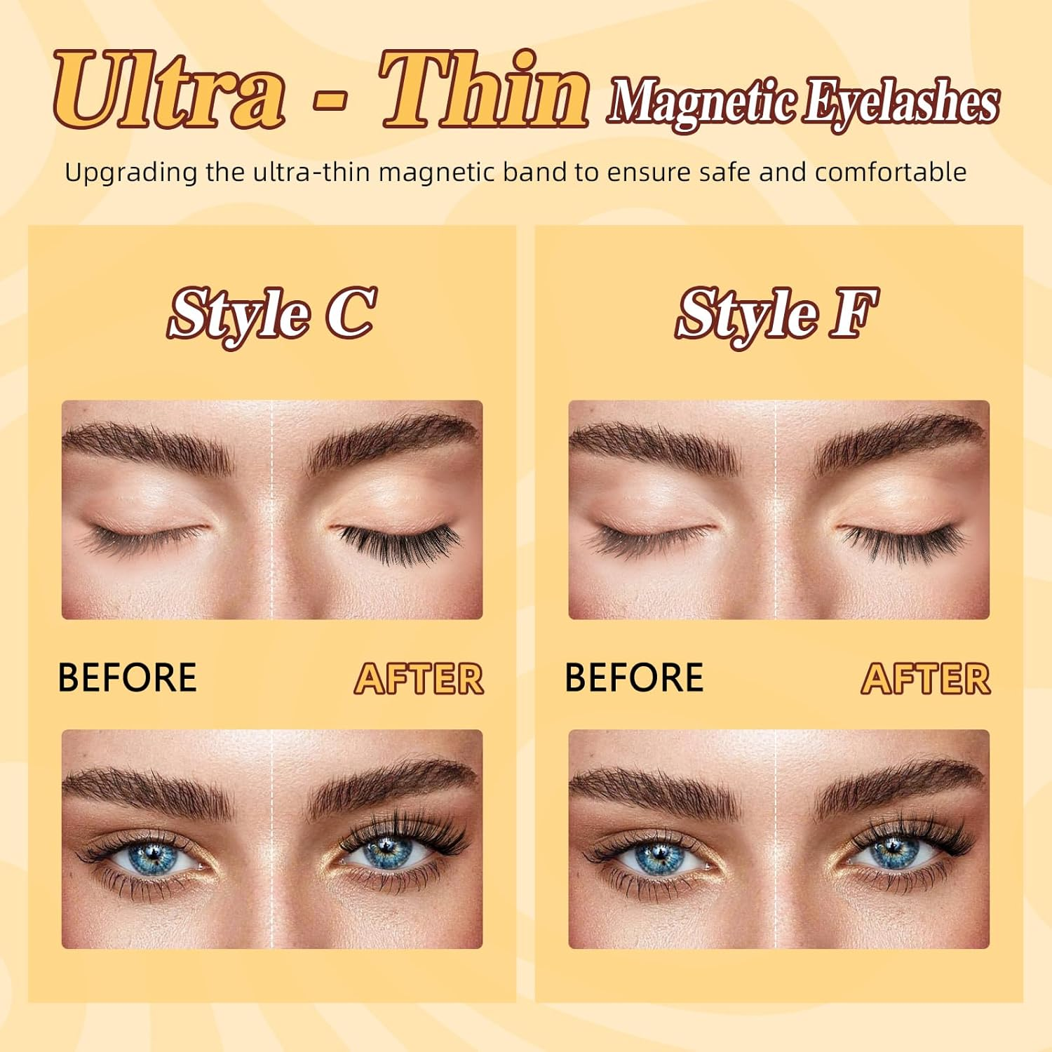 QUEWEL 2 Pairs Magnetic Eyelashes Natural Look, No Glue Needed Eyelashes Magnetic Reusable Magnetic Lashes Kit with Applicator Easy to Wear and Remove(Gd-Cx-C+F) image number 5