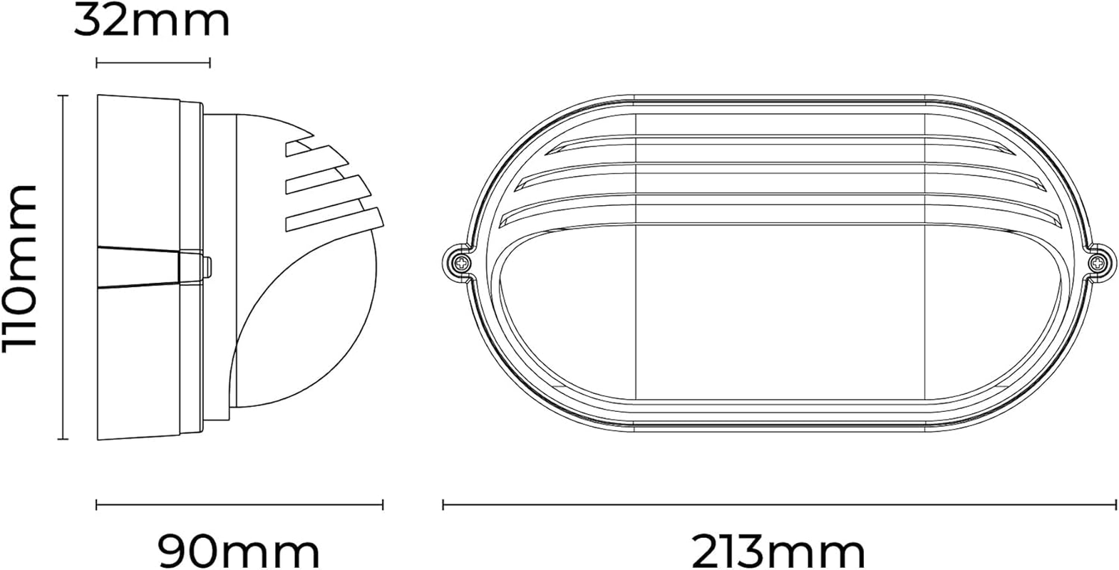 Lexi Lighting Virell Oval Louvered Outdoor Bunker, Retro Moisture E27 Outdoor Wall Lamp, IP54 Waterproof Explosion-Proof Glass Lampshade Ceiling Lamp Garden Balcony Porch Wall Lighting - White - White image number 4