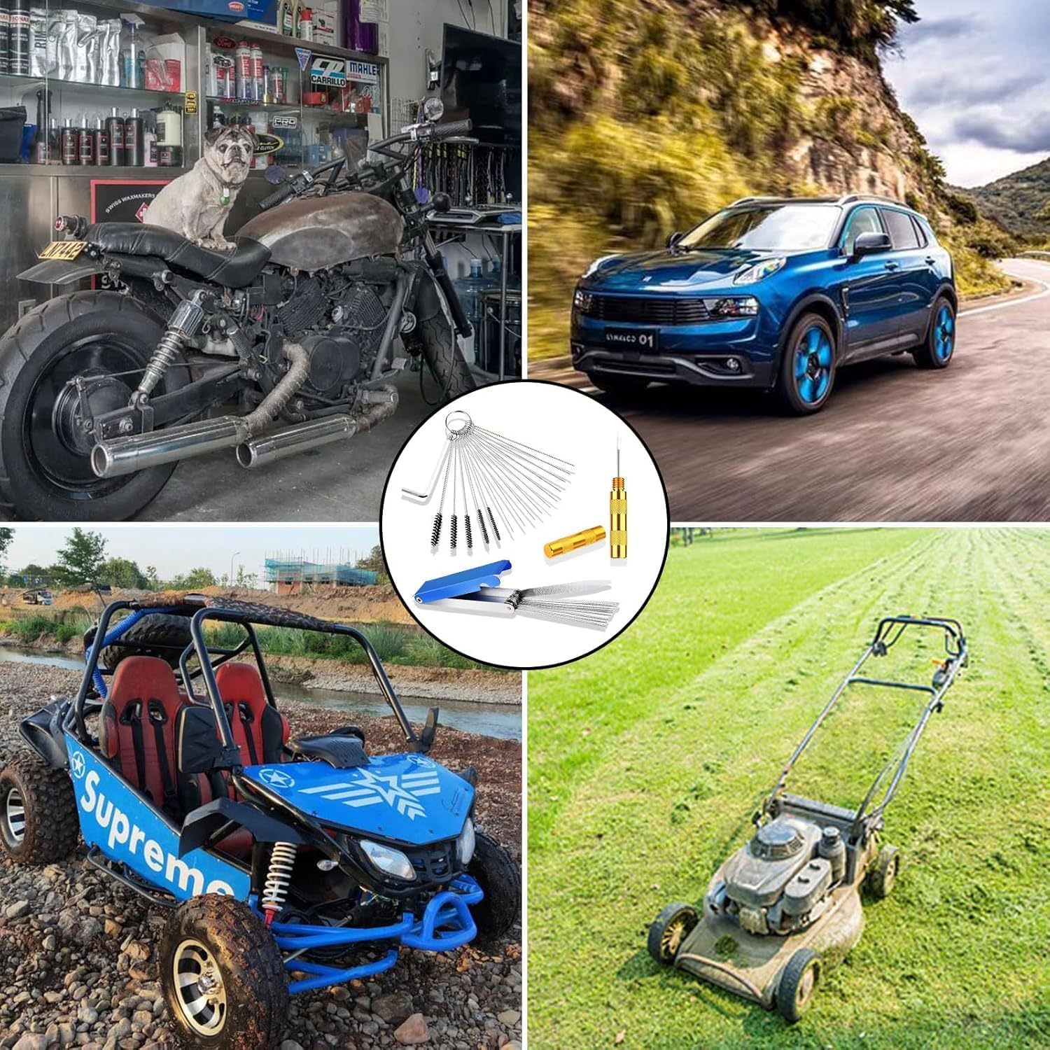 Carburetors Carbon Dirt Jet Remover Cleaner, Multi-Size Carburetors Cleaning Tool Kit, Carburetor Cleaning Kit and Torch Tip Cleaner Set for Auto, Motorcycles