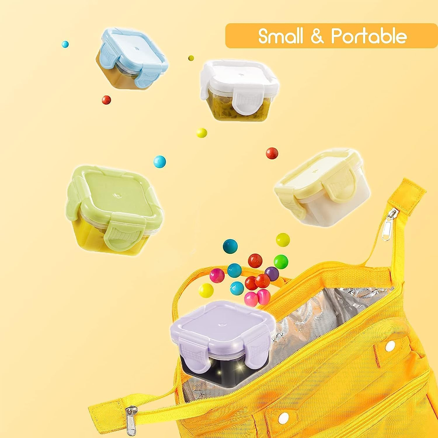 Mini Food Storage Containers, 6Pcs Salad Dressing with Leakproof Lids, Small Plastic Condiment, Mini Freezer Storage for Lunch Box image number 5