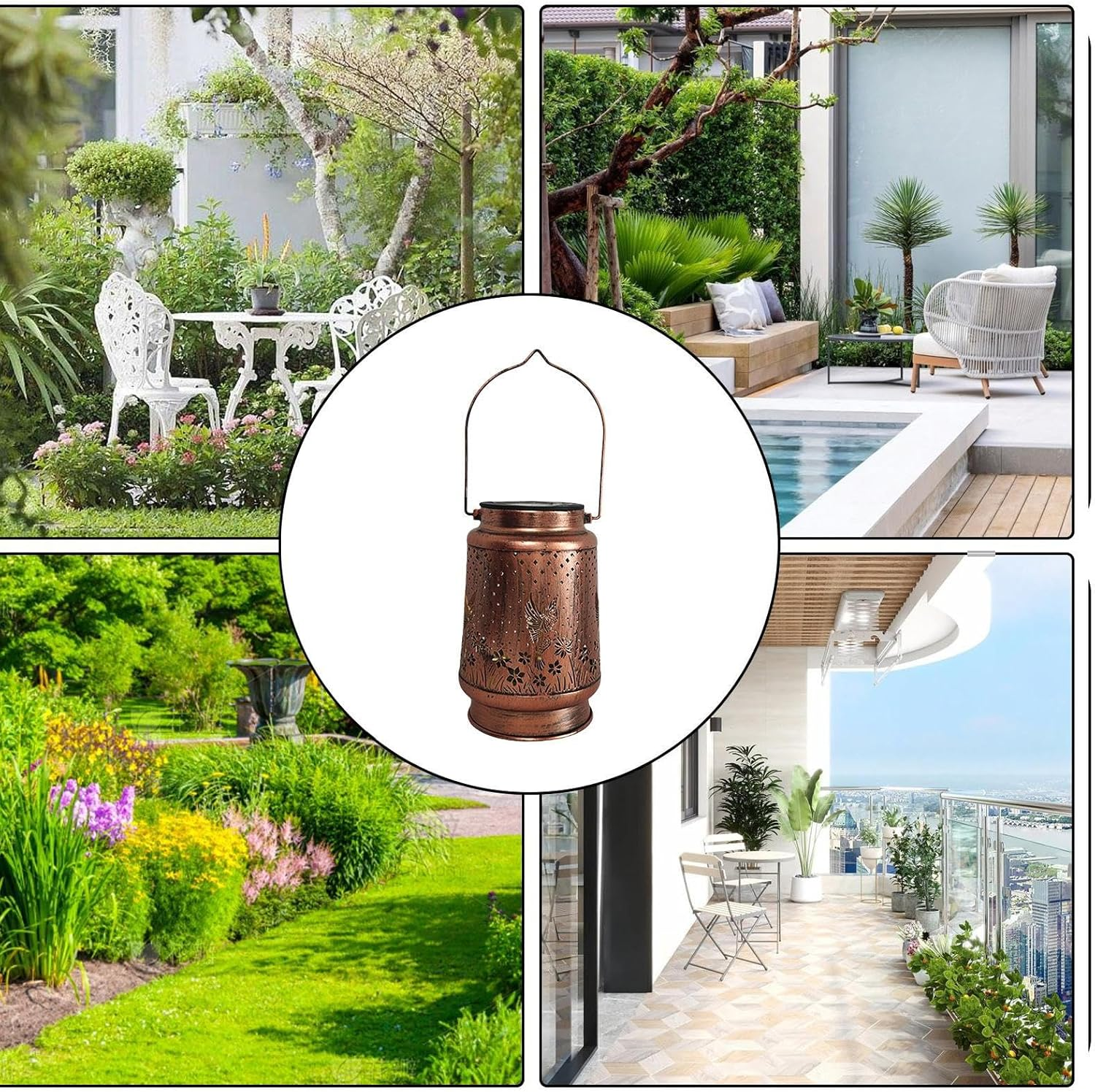 Hummingbird Lantern Solar Outdoors - Stylish Lantern,Hollow Out Design Lamp outside Decoration for Yard Lawn Pathway Festival Patio Garden Landscape image number 2