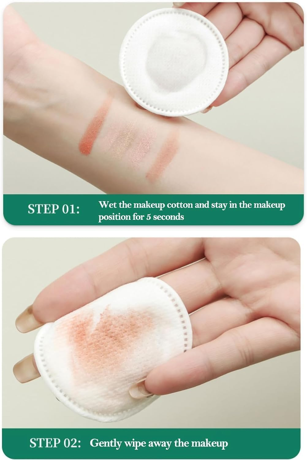 3 Packs 300 Sheets Premium Cotton Rounds ，For Facefacial Lip & Eye Makeup Remover Pads, Effective Cosmetic Cotton Round,Hypoallergenic, Lint-Free image number 3