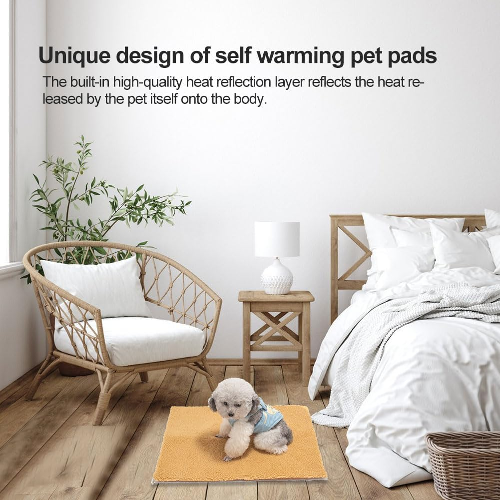 Pet Heating Pad, Self-Heating Blanket for Cats and Dogs, Heat Blanket Cat, Self-Warming Winter Warmth Dog Mat, Washable Puppy Thermal Blanket, Pets Warming Mat, 60 Cm X 45 Cm, Khaki Colour image number 1