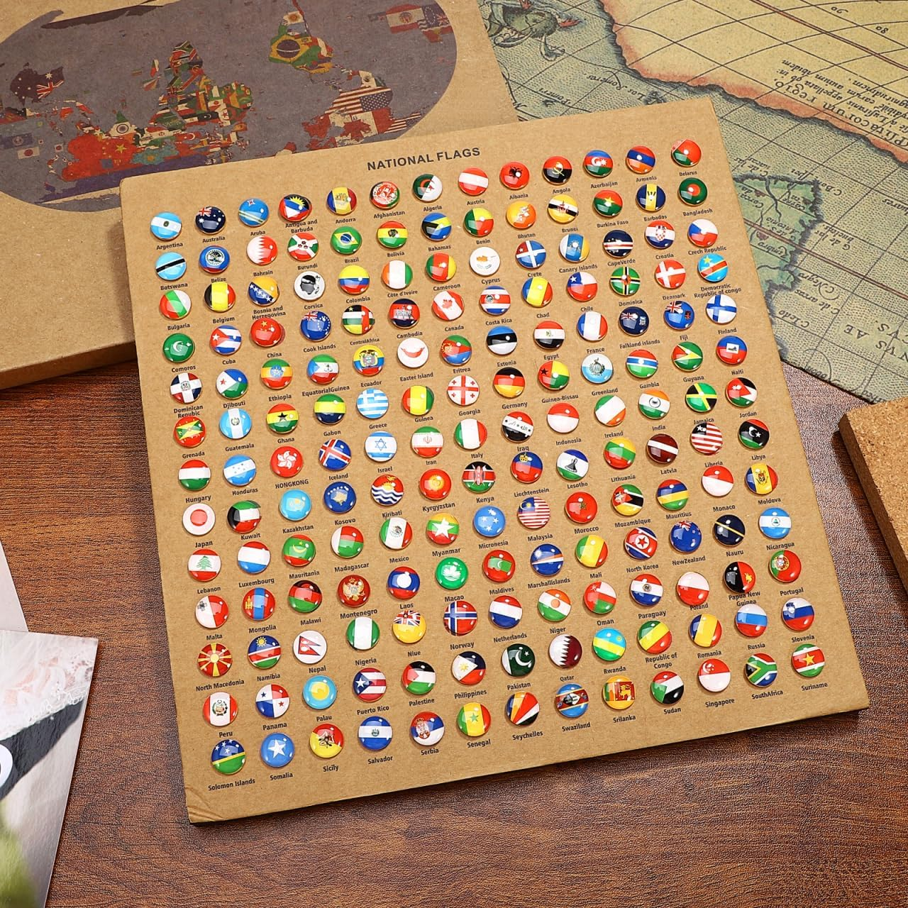 VANZACK 291Pcs Flags Push Pin, National Thumb Tacks for Travel Map,Push Pin World Map National Flag Thumbpins image number 5
