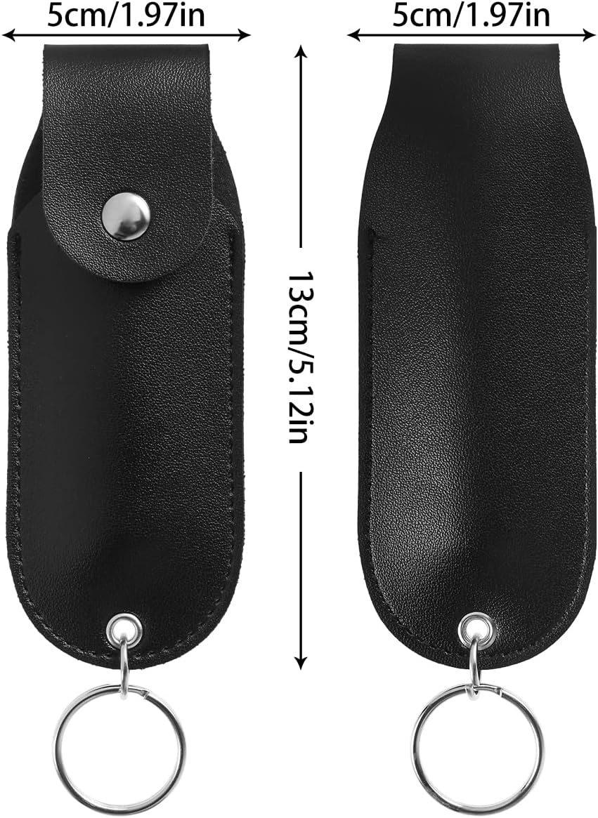 Pepper Spray Pouch, PU Leather Pepper Spray Holster, Mini Portable Top Flap Pepper Spray Holder, Self Defense Spray Leather Case Keychain (Pepper Spray Not Included) image number 2