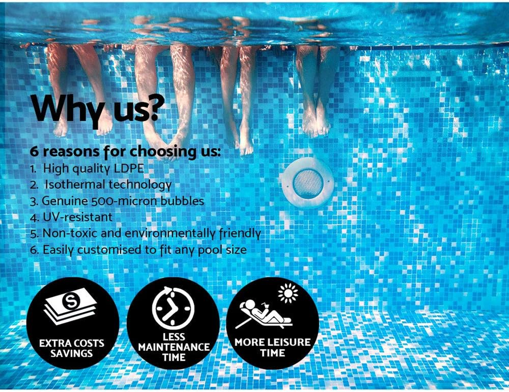 Aquabuddy Pool Cover Blue 8X4.2M 500 Micron Swimming Pools Covers, above Ground Rollers, Bubble Blanket Heater Garden Blankets Summer Rectangle Outdoor image number 3