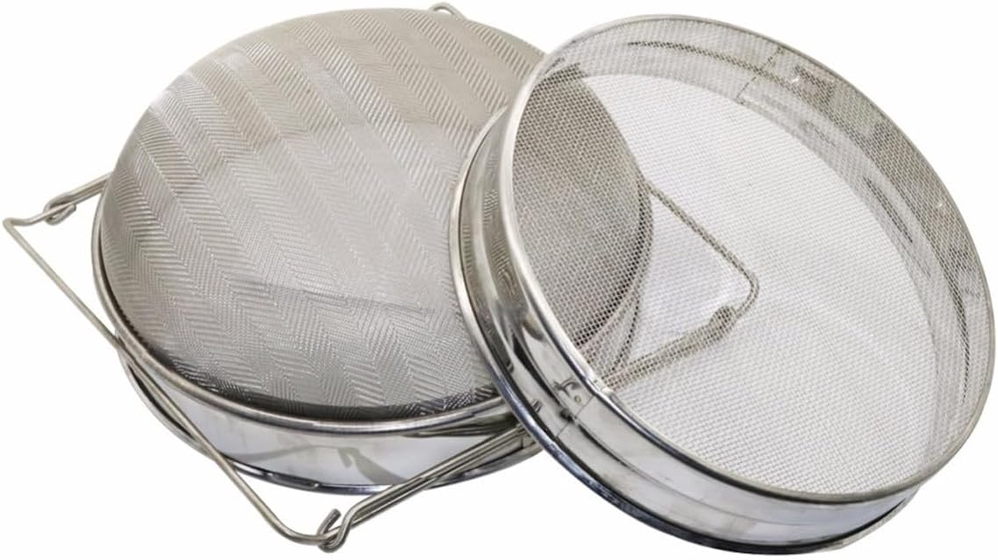 AIMALL Stainless Steel Honey Filter Double Layer Beekeeping Strainer with Coarse and Fine Mesh Screens, Adjustable Stand, 9.13In & 9.44In Diameter for Apiary Use image number 2