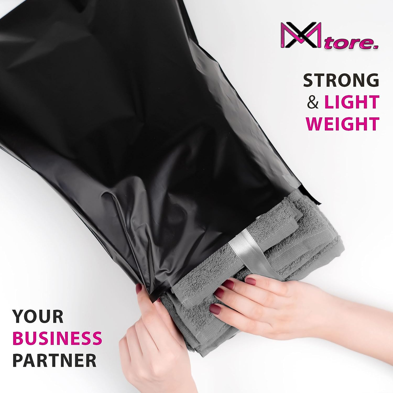 Postage Bags for Clothes - Pack of 20 - Black 14X19 Inch Parcel for Posting - Self Seal Postal Packaging - Tear Resistant Mailing and Shipping image number 3