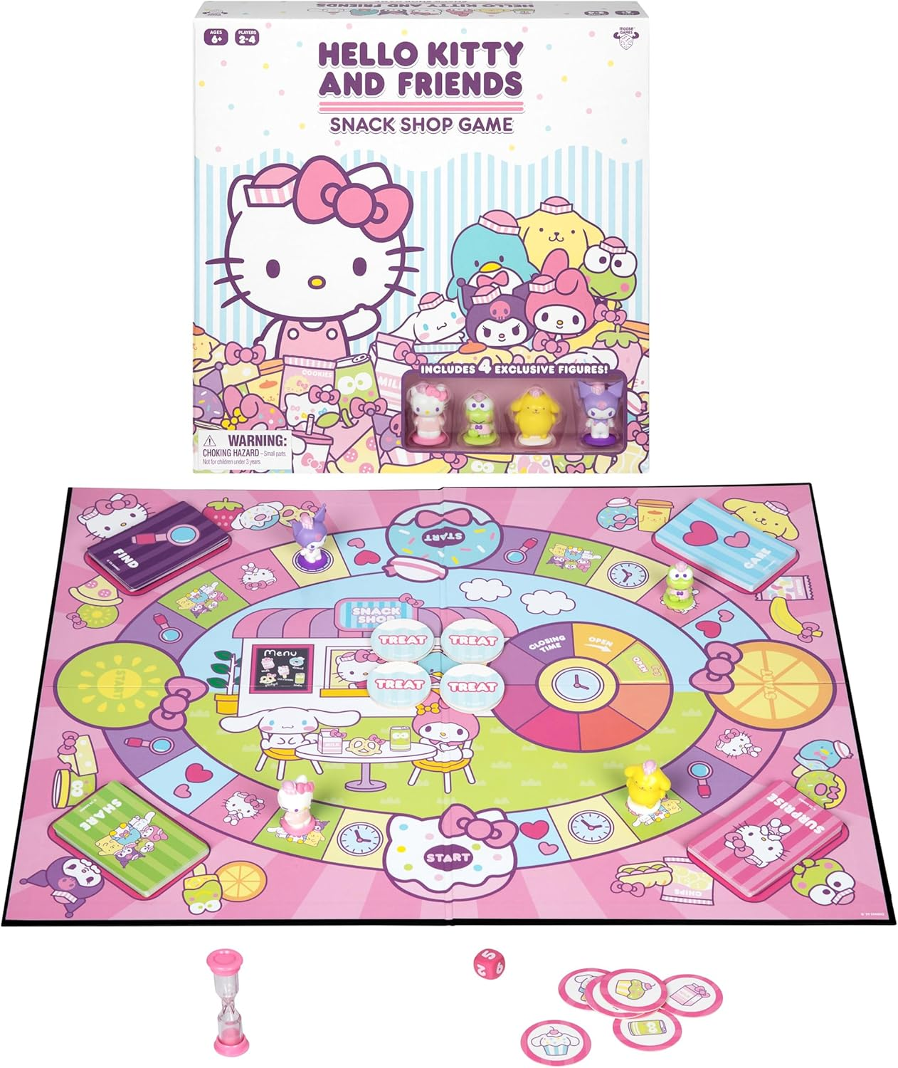 Hello Kitty and Friends Snack Shop Game, Fun Activity Game, Earn 12 Treats before the Snack Shop Closes to Win, Includes 4 Exclusive Hello Kitty Figures, Ages 6+ and 2-4 Players image number 1