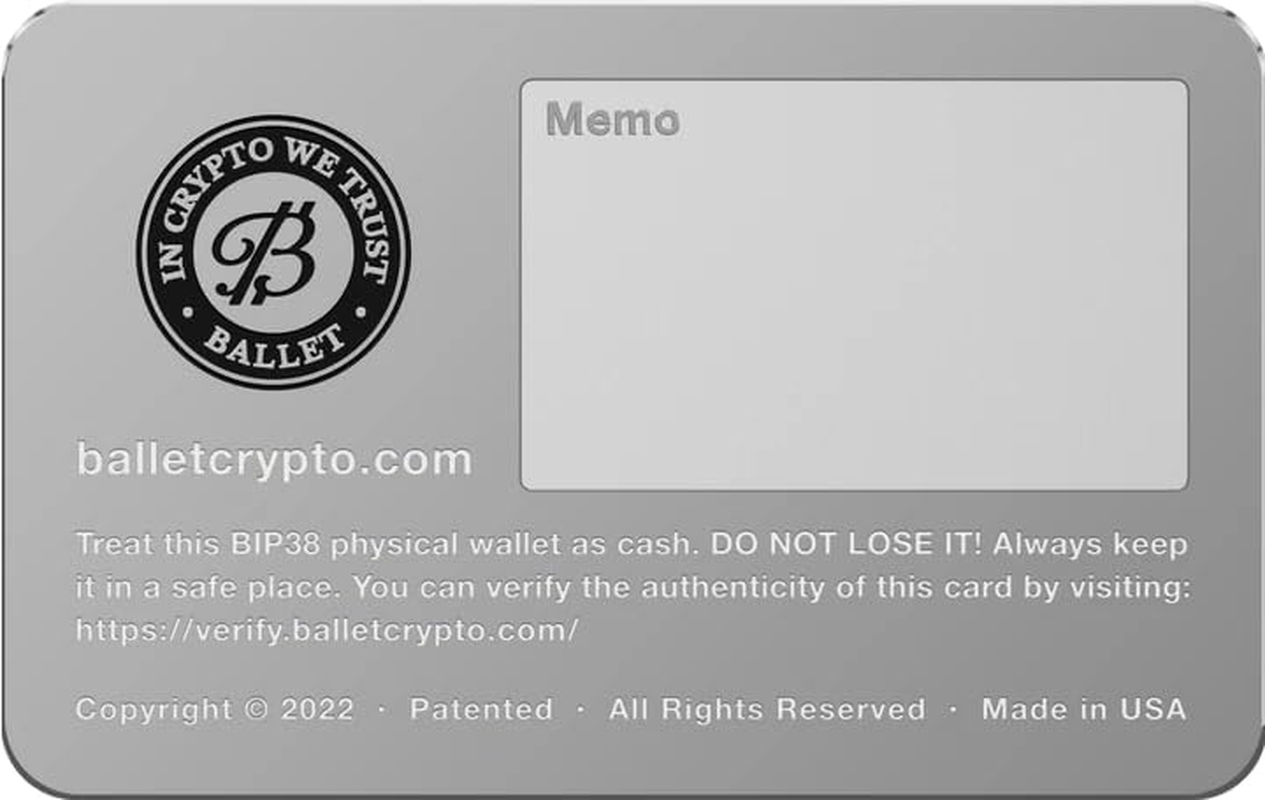 Ballet Real Ethereum - the Easiest Cryptocurrency Cold Storage Card - Crypto Hardware Wallet, Safeguarding Your Digital Assets (Single) image number 5