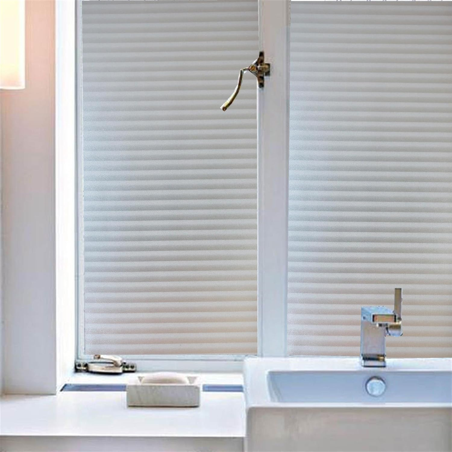 Arthome Window Film Privacy Film 45X254Cm Louver Frosted Decorative No Glue Self Static Cling anti UV Removable for Home Living Room Bedroom Bathroom Kitchen Office image number 4