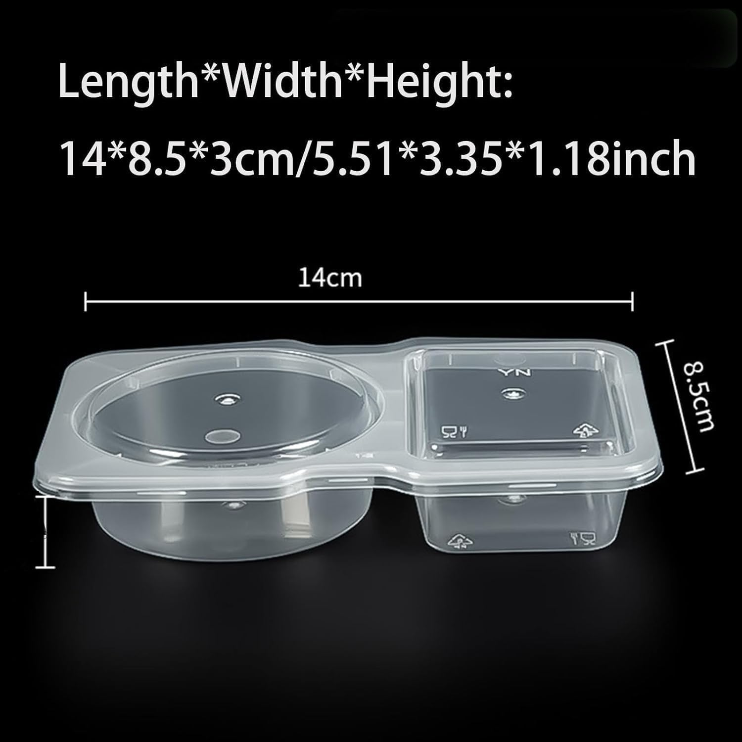 40PCS Double Compartment Condiment Container, Portable Reusable Sauce Container with Lids, Dual Compartment Container for Takeaway Sauces, Dips and Sampling image number 5