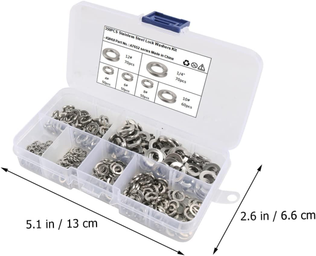 MUSISALY 350Pcs Stainless Steel Spring Lock Washers for Bolts Washer Assortment Kit for Repair and Automotive Tools image number 2