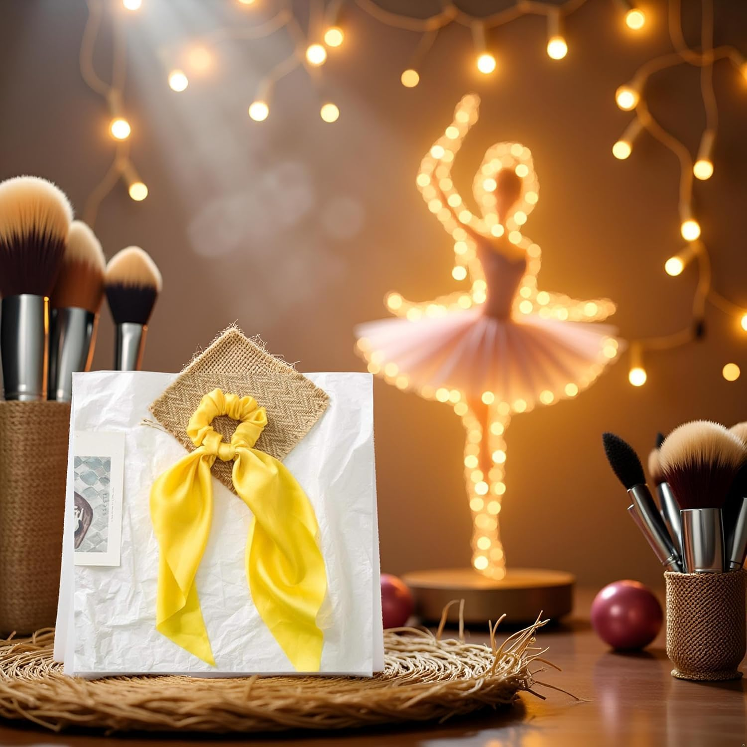 1Pc Yellow Women Girl Bow Satin Ribbon Ponytail Scarf Hair Tie Rope Scrunchies Elastic Band Hair Scrunchies Bands Elastics and Ties Clips and Barrettes image number 4