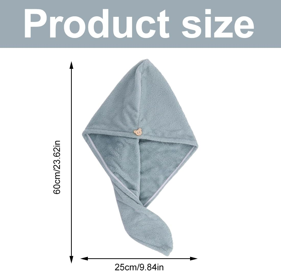 3 Pack Microfiber Hair Drying Towel Hair Drying Towel with Buttons, Super Absorbent, Quick Drying, Fluffy, Pink, Green, Brown image number 5