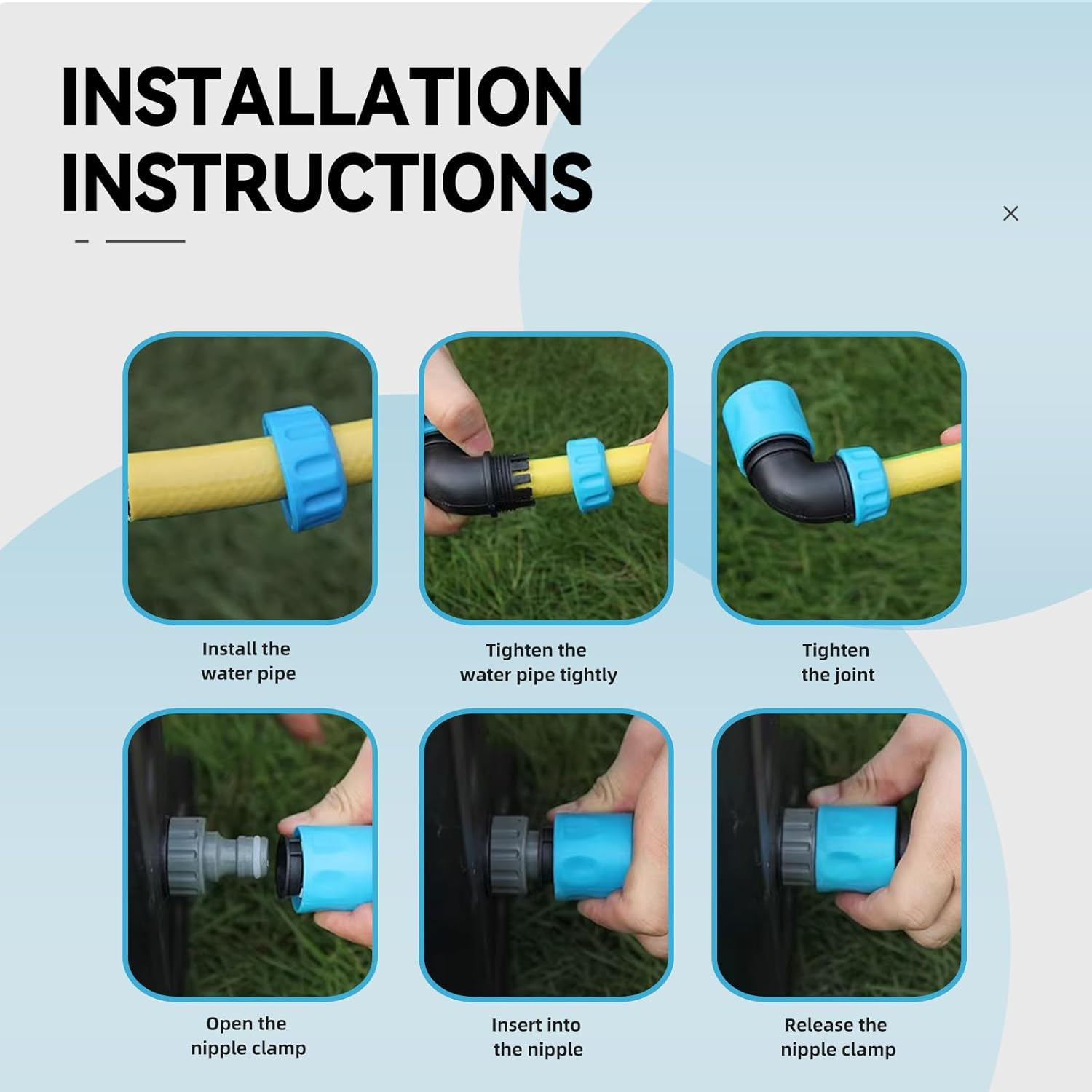 3 Pack 90 Degree Hose Elbow Connector - 1/2 Inch ABS PP TPR Plastic Garden Irrigation Fitting - Compatible with Gardena System, Car Wash & Watering Pipes (Blue) image number 4