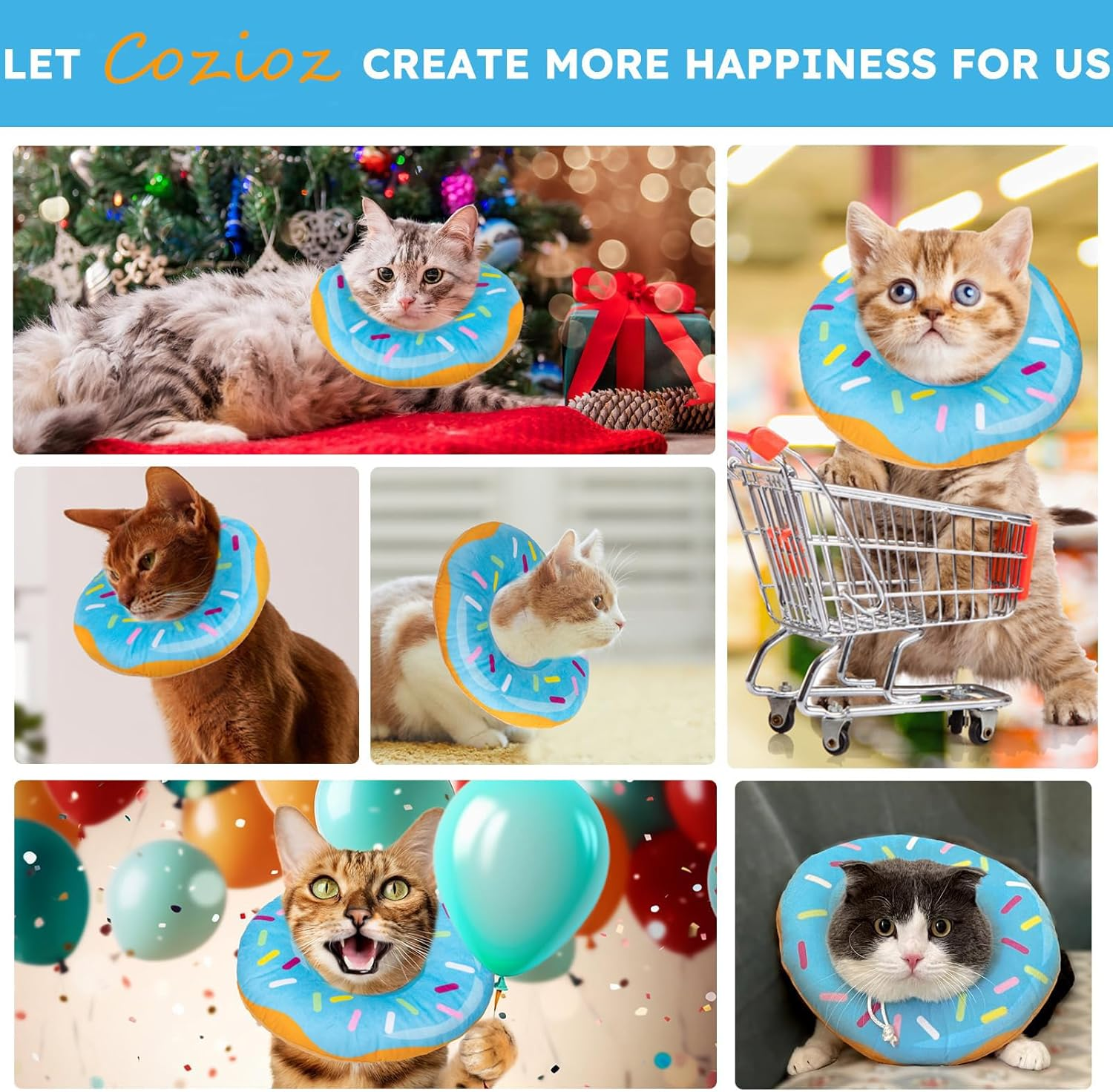 Cozioz Soft Cat Cone Collar, Adjustable Recovery Donut for Wound Healing, Comfortable Lightweight Elizabethan Collar to Prevent Licking for Cats and Kittens after Surgery image number 6