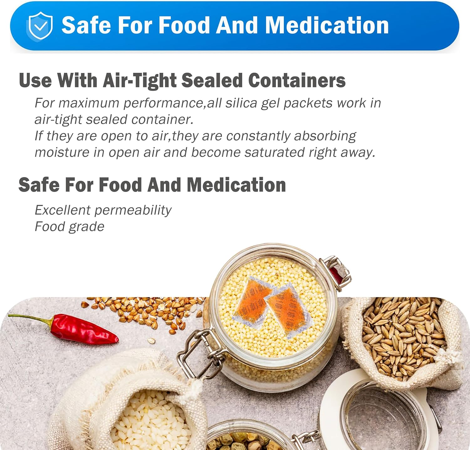 Zekroh 50 Gram [24 Packets] Premium Orange Indicating Silica Gel Desiccant Beads, Reusable Premium Silica Gel Packets, Moisture Absorbers for Control Absorbing for Electronics, Camera, Food, Spices (2) image number 3