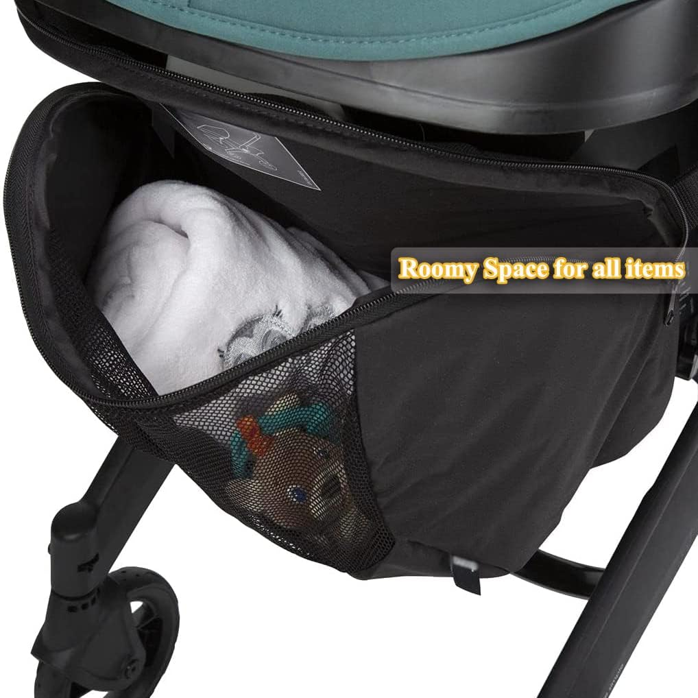 Infant Stroller Clip-On Storage Bag Compatible with Doona, Pram Buggy Organizer Bag with Non-Slip Zipper Snap-On Stroller Bag & Large Storage Space, Baby Stroller Pushchair Accessory Fit Doona - Storage Bag Wearable image number 3