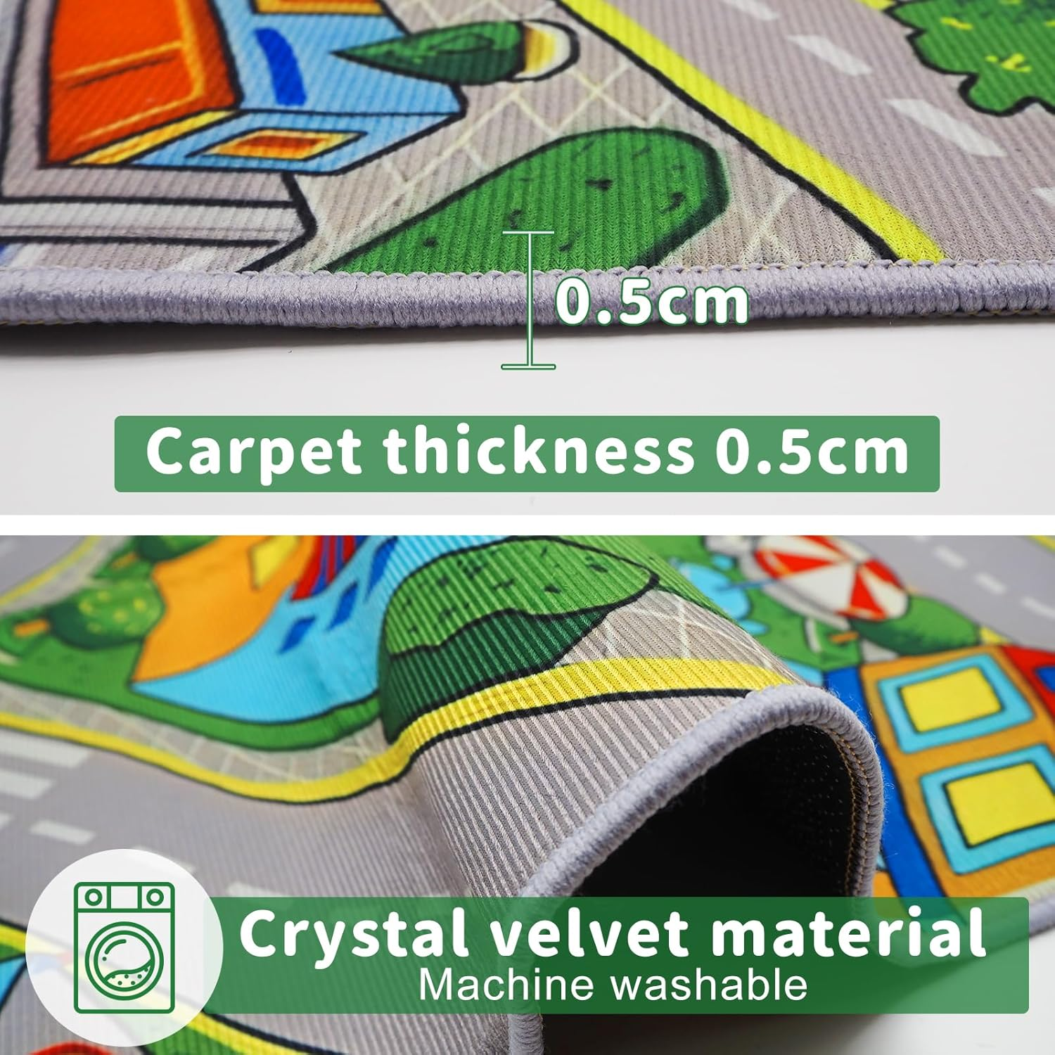 Kid'S Play Mat 200 X 300Cm Extra Large Playmat Non Slip Have Fun City Life Road Map Car Play Mat Study Activity Centerpiece Learning Education Area Rug for Bedroom Playroom Decor (Road 5, 200X300Cm) - Road 4 image number 2