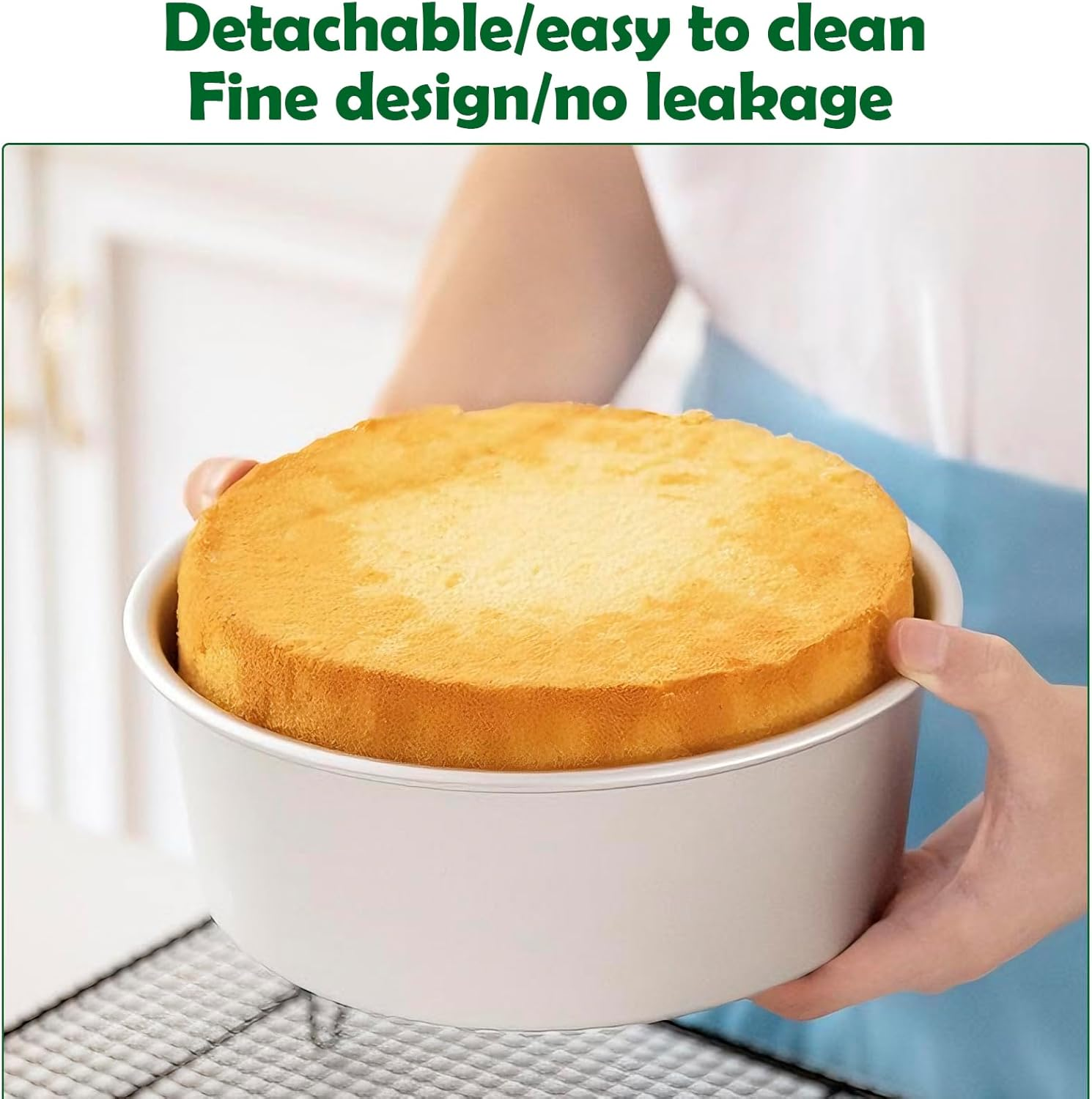 Meikurs 8 Inch round Cake Pan Set of 3, Aluminium Baking Pans with Removable Bottom, Non-Stick & Leak-Proof, Silver Finish, Ideal for Cheesecakes and Layer Cakes image number 6