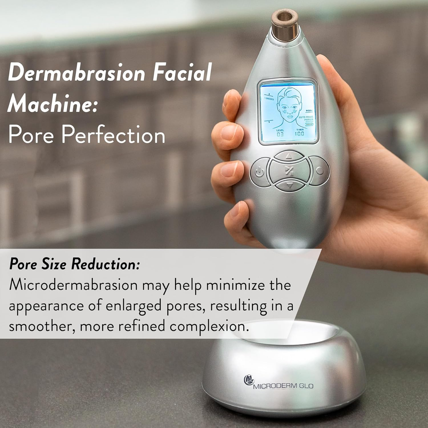 Microderm GLO Diamond Microdermabrasion Machine and Suction Tool - Clinical Micro Dermabrasion Kit for Tone Firm Skin, Advanced Home Facial Treatment System & Exfoliator for Bright Clear Skin Silver image number 2