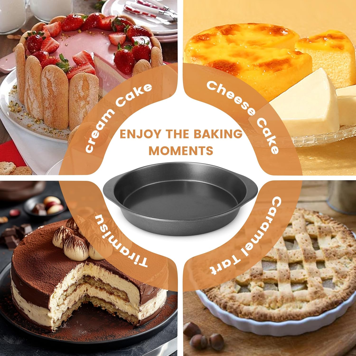 BEWOS 9 Inch Cake Pan Set - Black image number 4