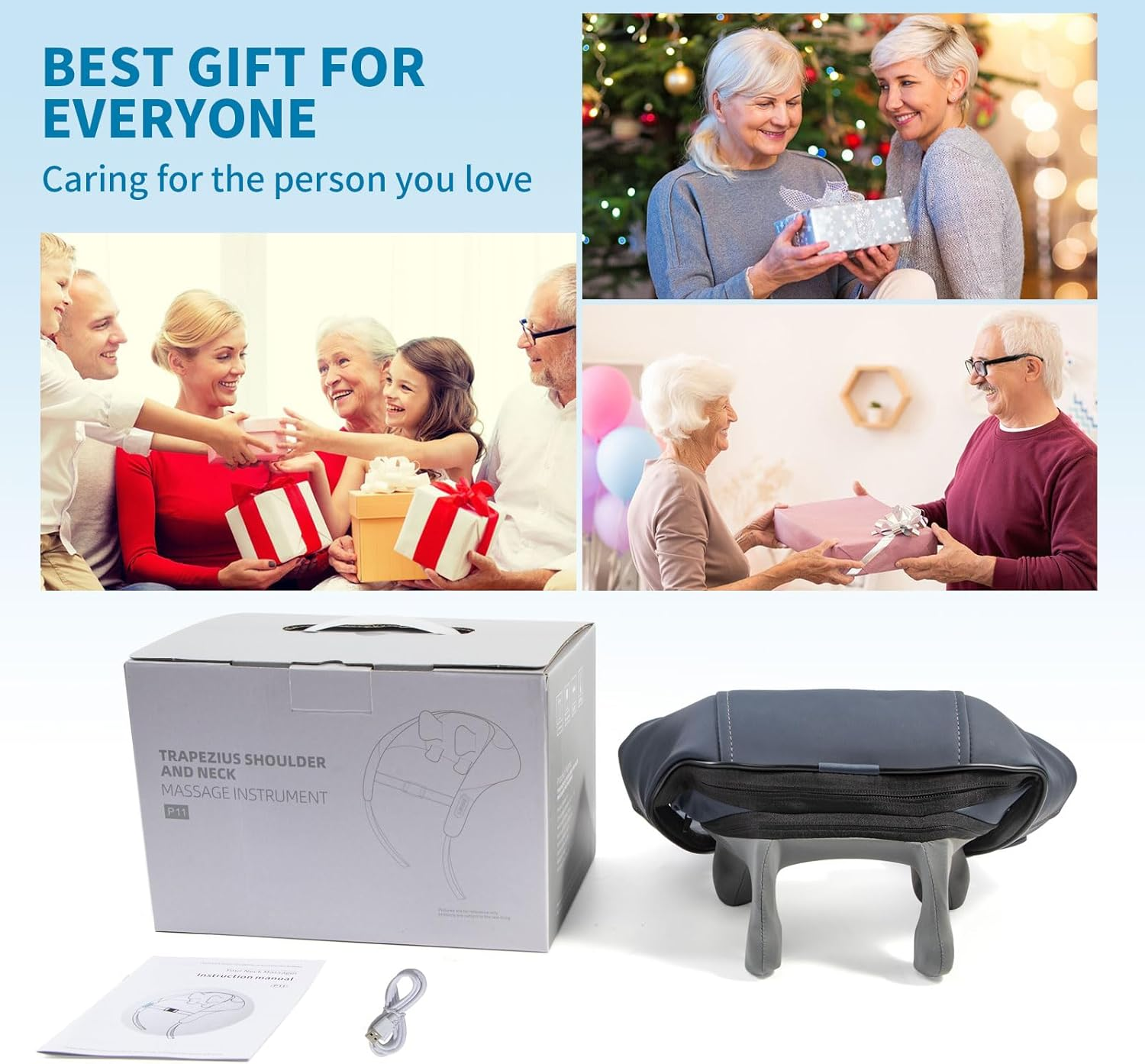 Goldmille Neck and Shoulder Massager with Infrared, Shiatsu Back Massager for Pain Relief, Cordless Electric Deep Tissue 6D Kneading Massager for Neck, Shoulder, Leg, Back Muscle Tension Release image number 1