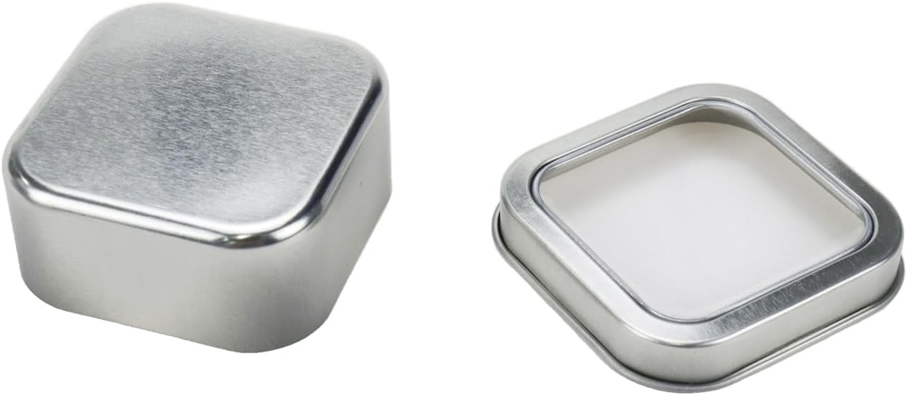 Coshar 10Pcs Square Metal Storage Organizer Mini Tin Box with Clear Window Lids for Candy, Candles, Lip Balms and Solid Perfumes (Silver) image number 1