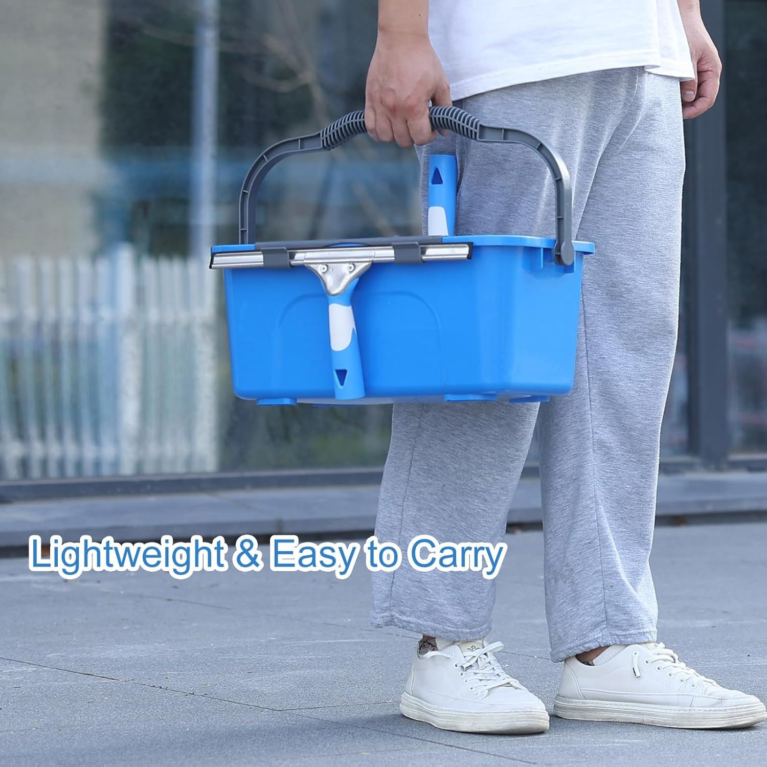 Mitclear Professional Window Cleaning Kit, Include Compact Cleaning Bucket, Silicone Rubber Squeegee, Microfiber Scrubber, Cloth, All-In-One Window Cleaning Supplies, Commercial & Household Use image number 2