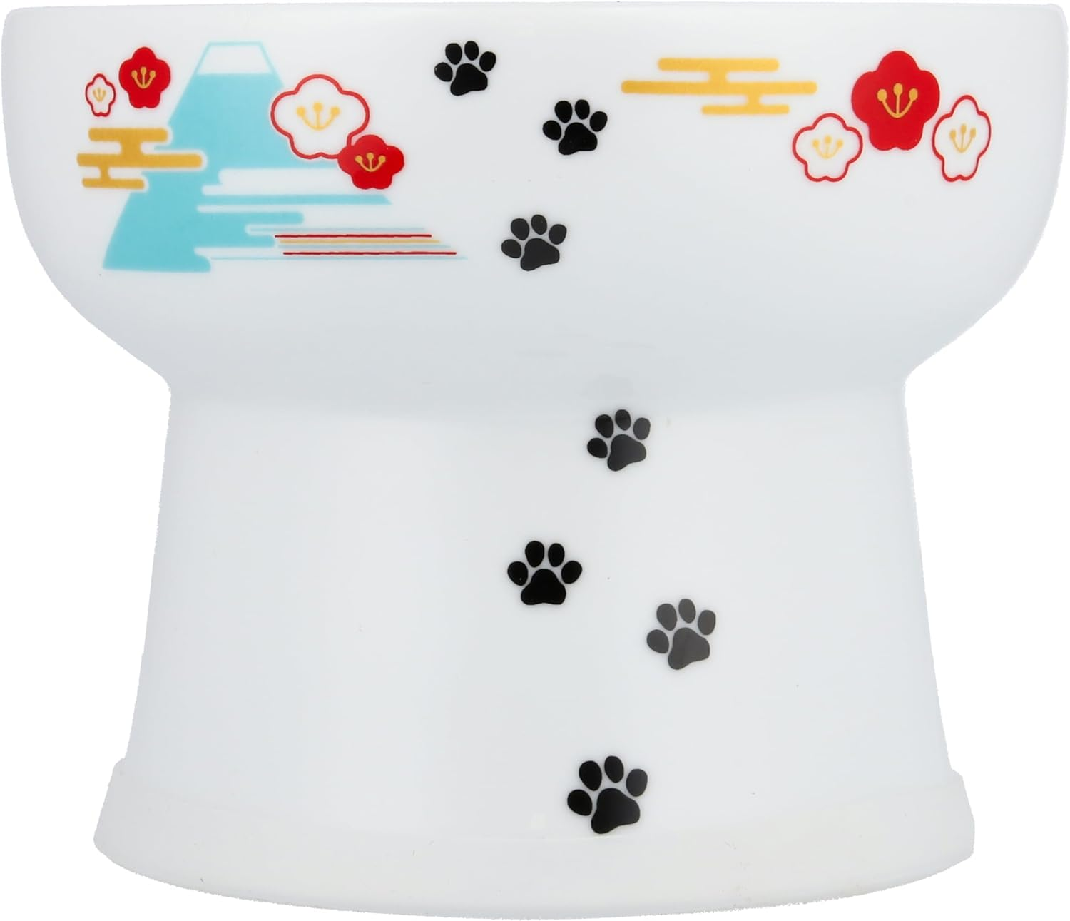 Necoichi Elevated Ceramic Cat Bowls - Raised Food and Water Dishes for Indoor Cats, Kittens, Small Pets - Whisker Friendly, Anti-Spill, 4.1" Fuji Style image number 3