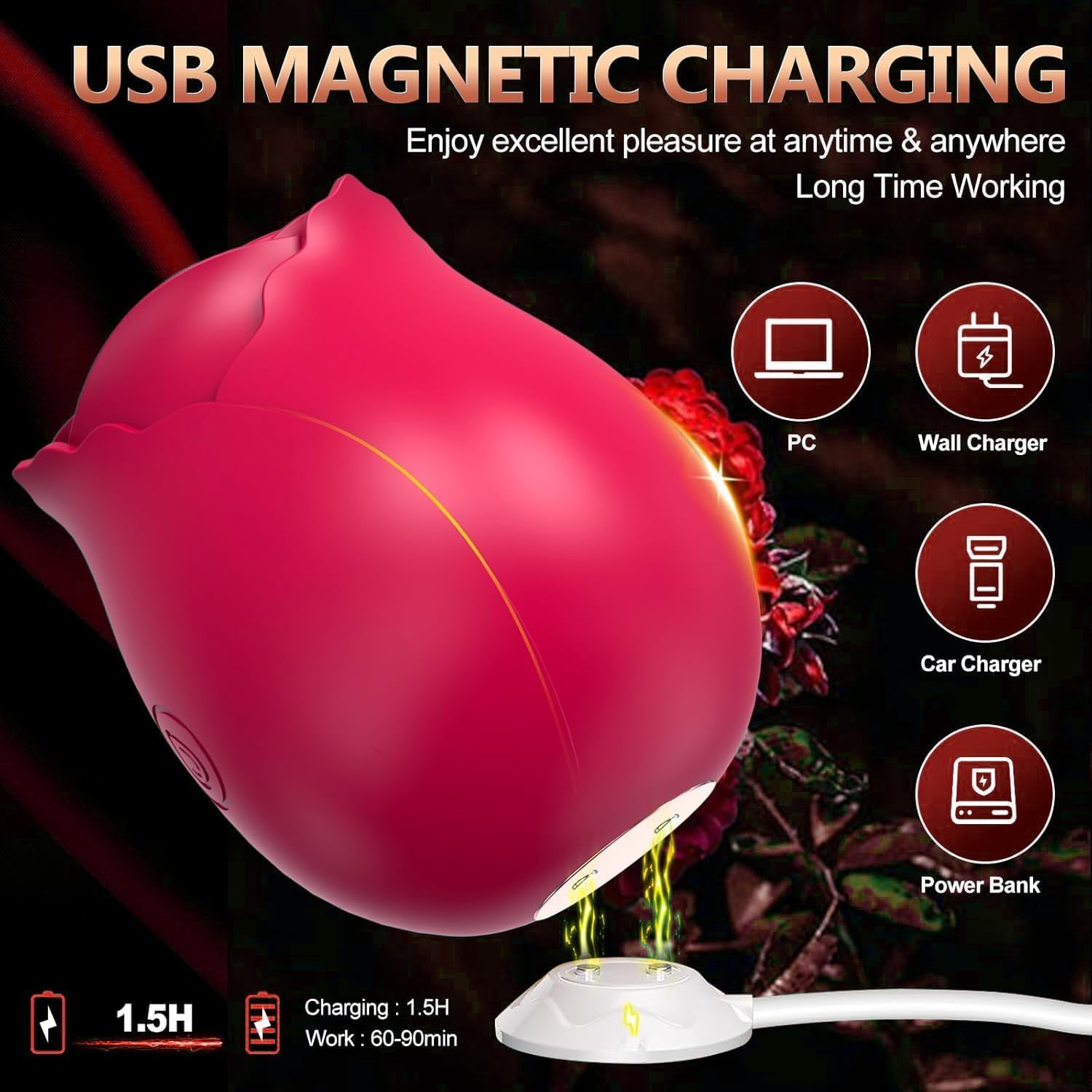 Sex Toys Vibrator Rose Toy Clit Sucker 10 Suction Modes Vibrator for Women, Adult Sex Toy with Powerful Stimulation, Sexual Wellness Products for Clitoral & Vaginal Pleasure (Red-Mg1) image number 6