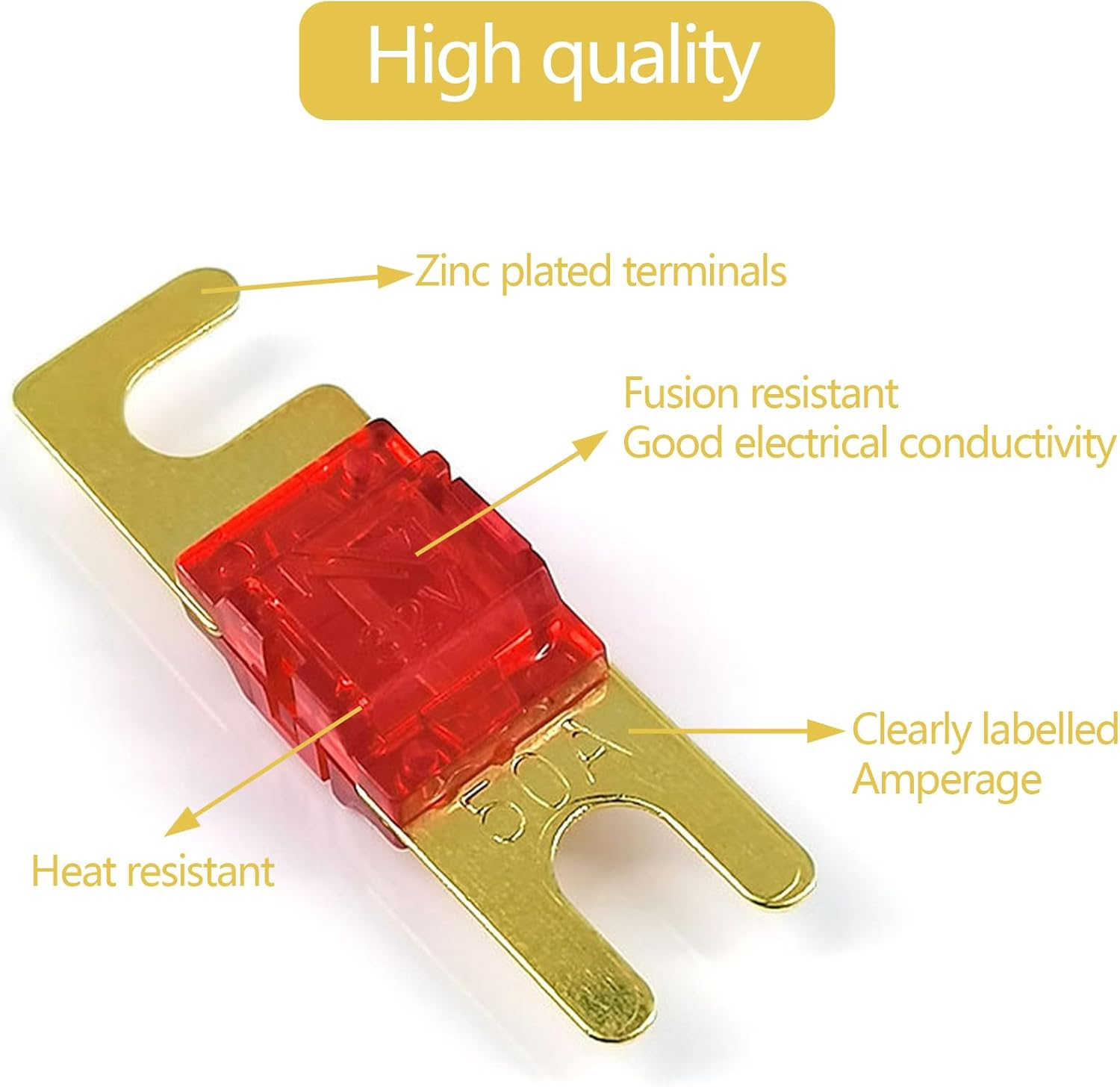 10 Pcs Mini ANL Fuse Pack,Copper Plated Fuse Assortment,32V ANL Inline Fuse,Anl Blade Fuse,(60A, 80A, 100A, 125A, 150A) for Automotive Car Truck Marine Boat Buses Audio Video Electronic System