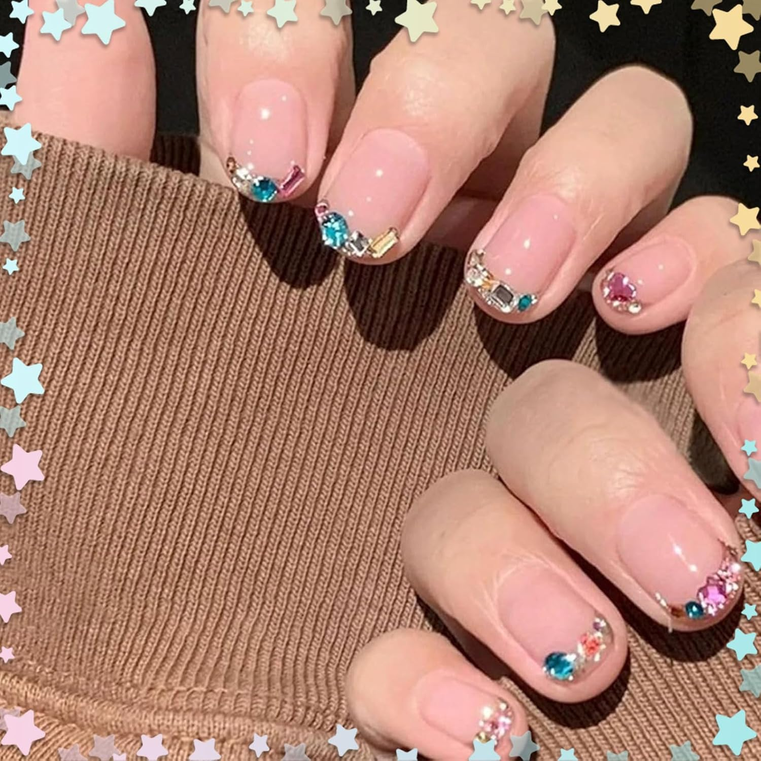 Lunarcharm 2000 Pieces Colorful Rhinestone Nail Art Pendants with Tweezers Multiple Shapes Crystals Flat Back Nail Gems 3D Mini Heart Star Nail Diamonds image number 5