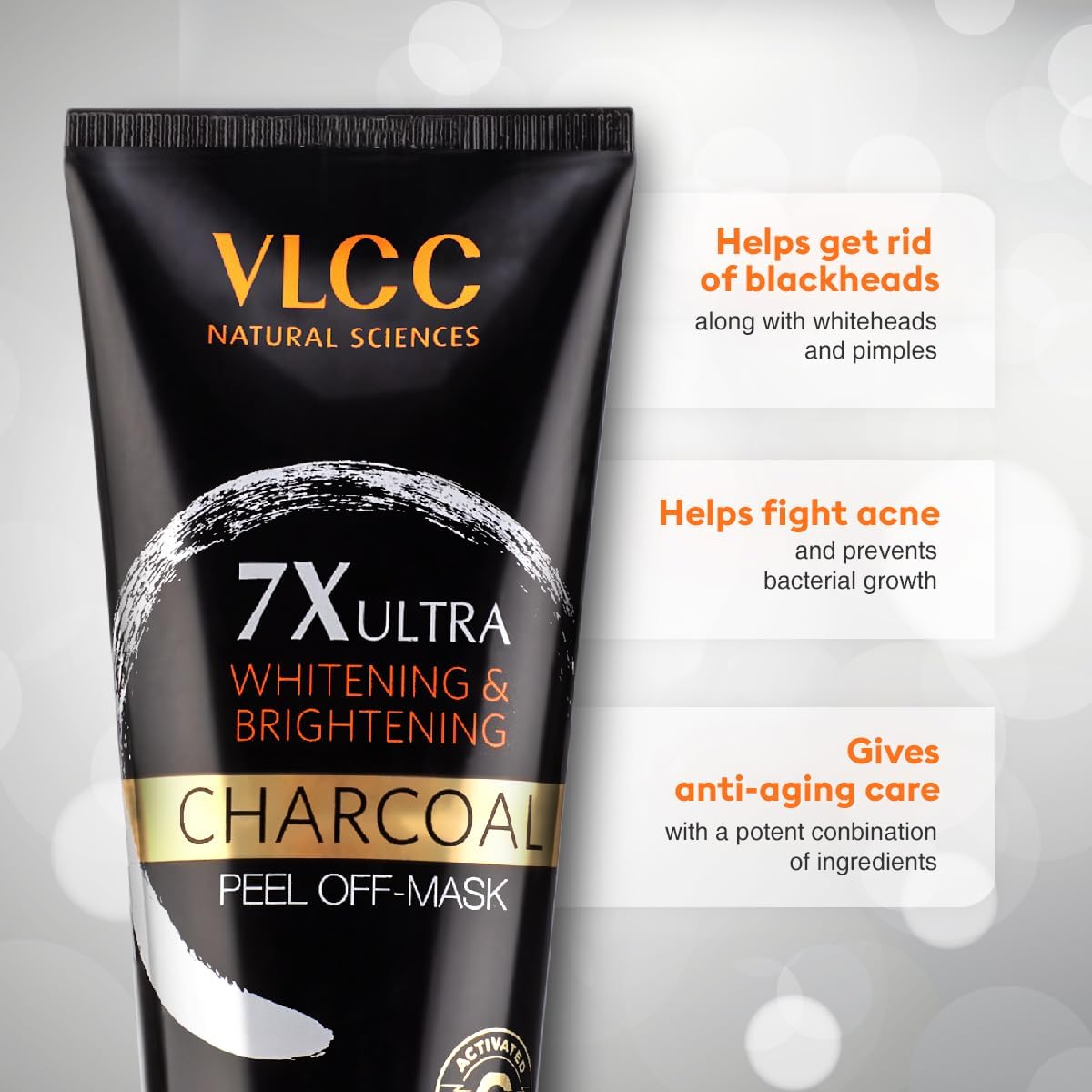 VLCC 7X Ultra Whitening and Brightening Charcoal Peel off Mask, 100G image number 3