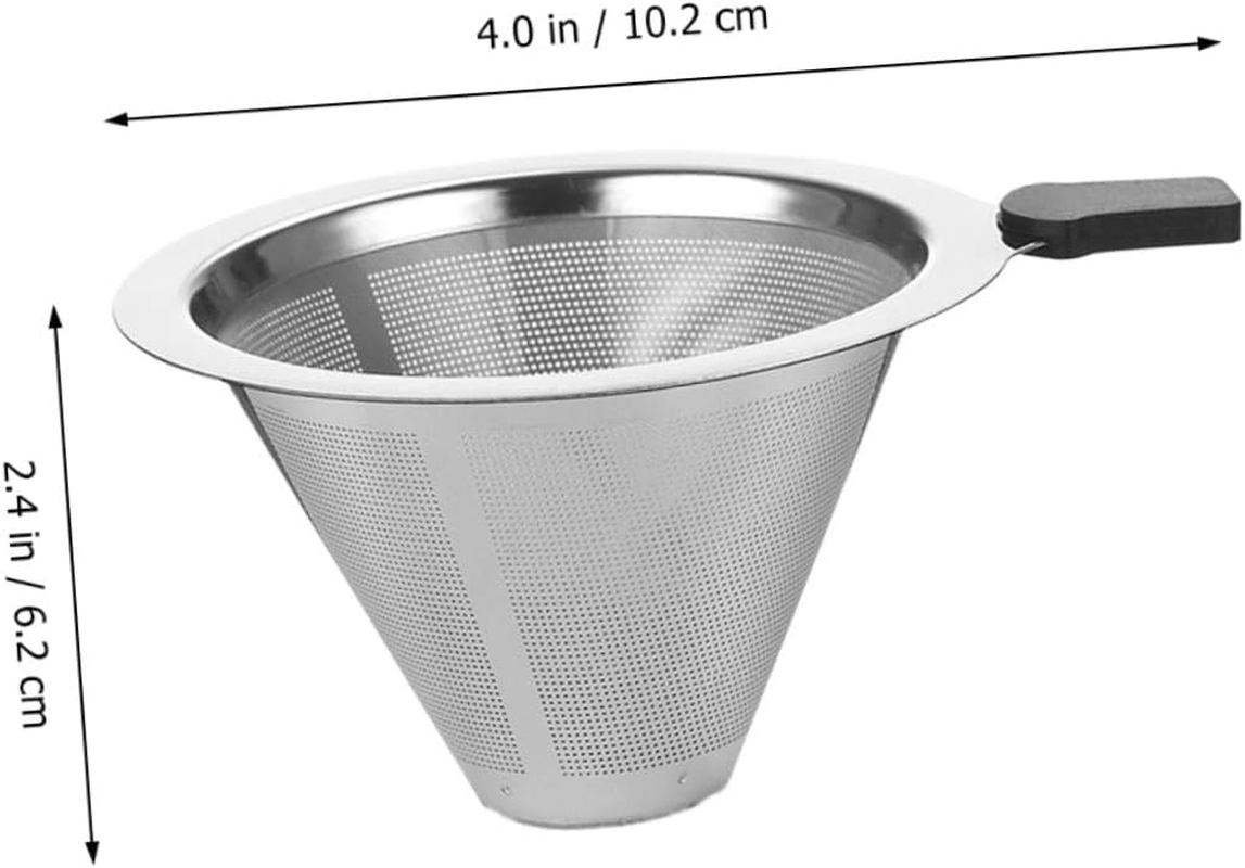 Toyvian Stainless Steel Coffee Filter Mesh Strainer, Rust-Proof Reusable Beverage Sifter with Handle, Multipurpose Paperless Coffee and Tea Funnel for Hand Drip Brewing Random Style image number 3