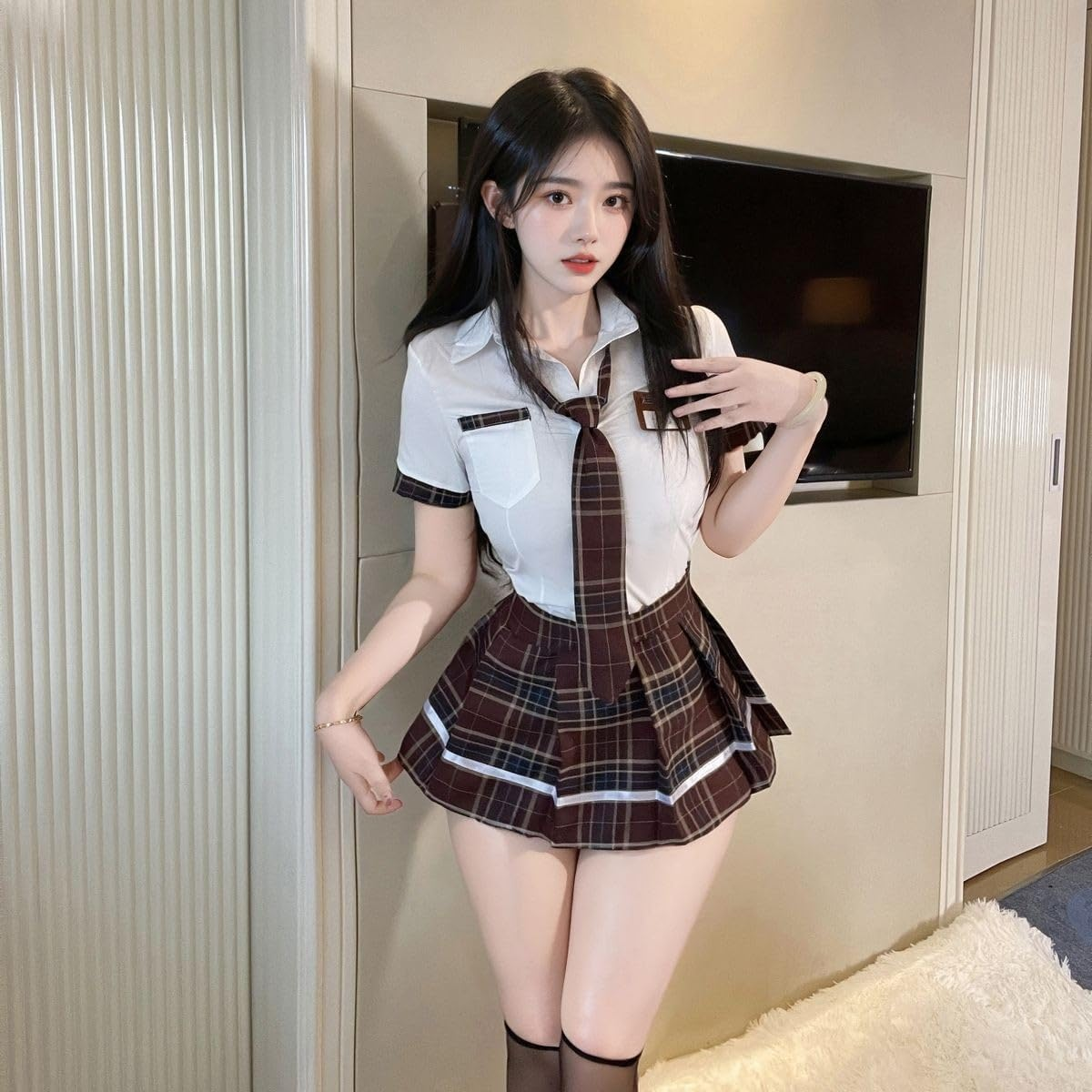 Maid Outfit Schoolgirl Anime Set Nightshirt Bodysuit Sexy Babydoll Lingerie Cosplay Uniform Lace Nightgown image number 2