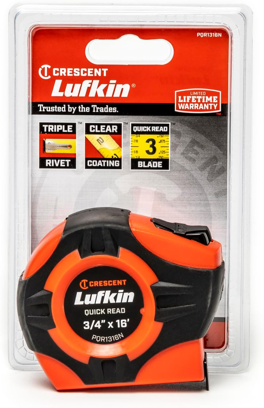 Lufkin Crescent 1" X 25' Quikread&reg; Power Return Yellow Clad Tape Measure image number 1