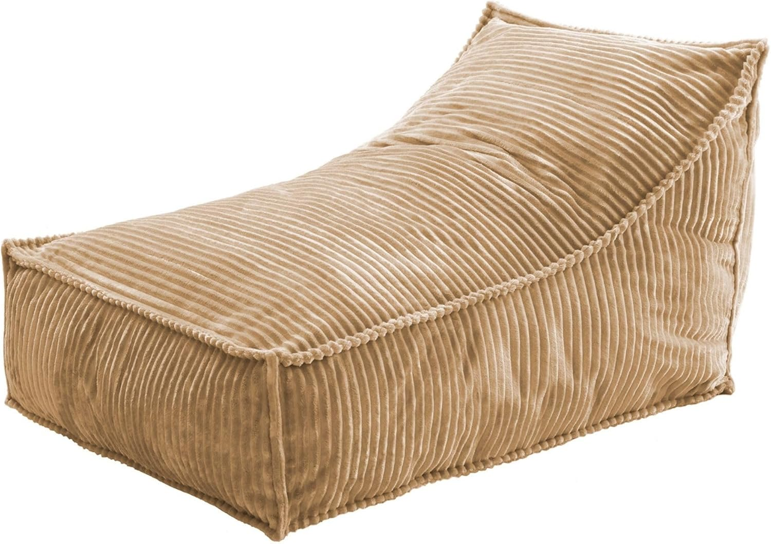 Cadence & Co. Wilde Ribbed Luxe Fleece Beanbag Lounge Cover Super Soft Luxury Soft Touch and an On-Trend Look (Cover Only &ndash; Beans Not Included) Size: 80X98X73Cm - Natural Fawn image number 3