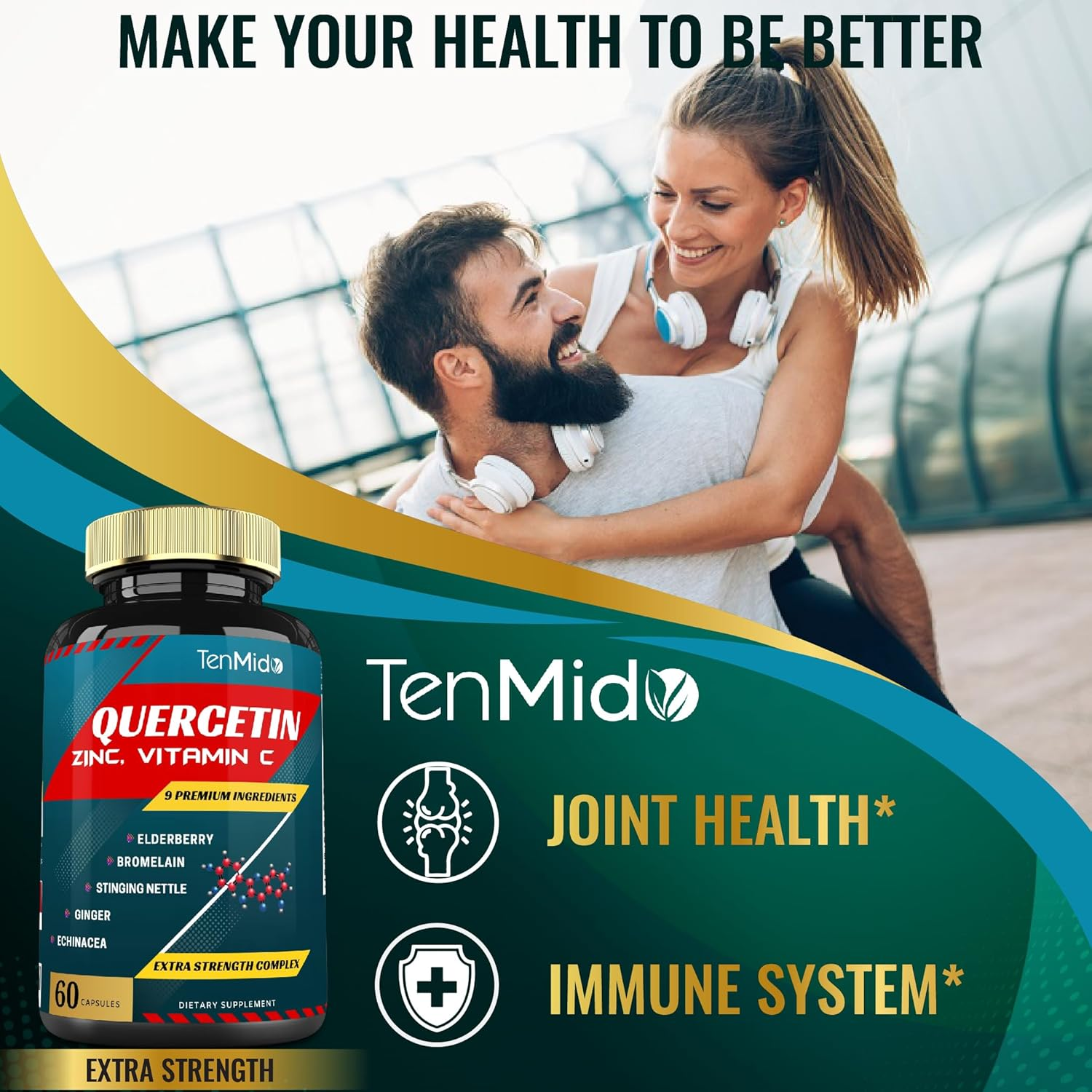 Quercetin Extract Capsules with Vit C, Elderberry, Bromelain, Ginger, Echinacea, Pepper - 60 Capsules, 2 Months Supply image number 5