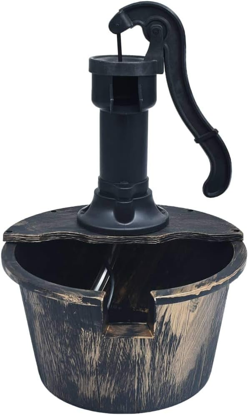 Vidaxl Rustic Garden Water Fountain, Bronze Colour - Outdoor Water Display with Barrel Design, Integrated Pump, Weather-Proof and Rust-Resistant, 29.5Cm Diameter X 45Cm Height image number 1