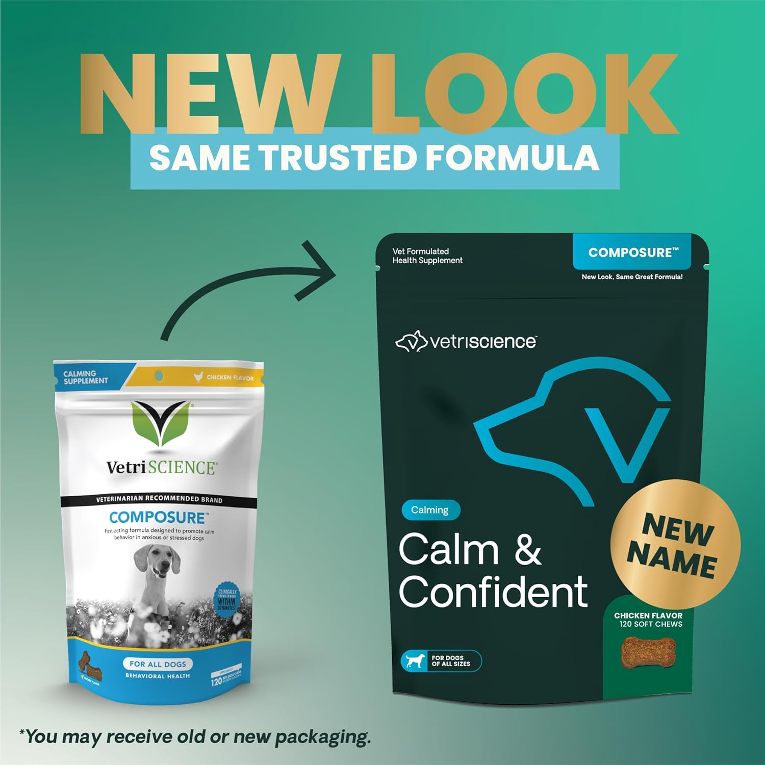 Vetriscience Laboratories Composure, Calming Support for Dogs, Naturally Sourced Chews to Provide Anxiety Relief for Anxious & Nervous Dogs.120 Bite Sized Chews image number 1