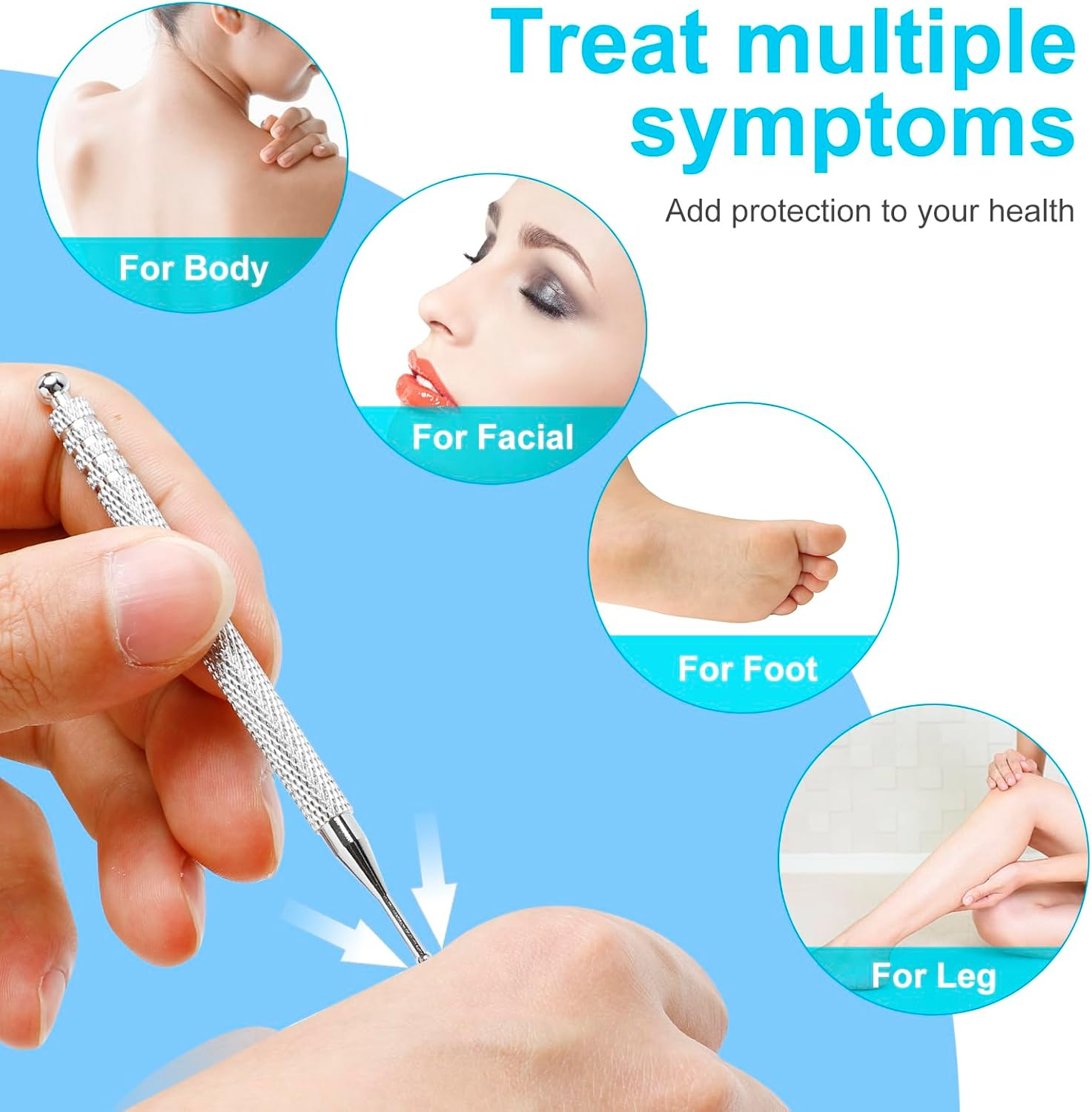 4PCS Massage Tools Acupuncture Pen Self Massage Gua Sha Pointing Pen with Silver Stainless Steel Ear Point Acupuncture Pen with Gold Double Headed Ear Massage Pen image number 1