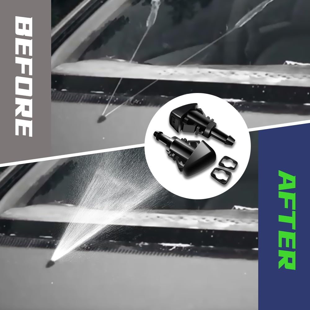 2 PCS Front Windshield Washer Nozzles, Washer Spray Jet Kit Fit for Chrysler, Dodge, Replaces OEM #: 4805742AB / 5113049AA / 55077460AA / 5303833AA / 5116079AA image number 1