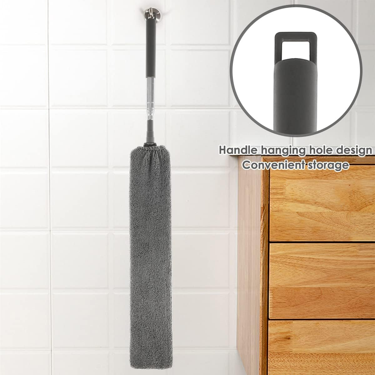 Gap Dust Cleaner, Telescopic Removal Brush Long Handle Duster,Multifunction Retractable Microfiber Flat Gap Dust Brush Gap Mop,Extendable Cleaning Tool, for High Celling Bedroom Window (Grey) image number 1